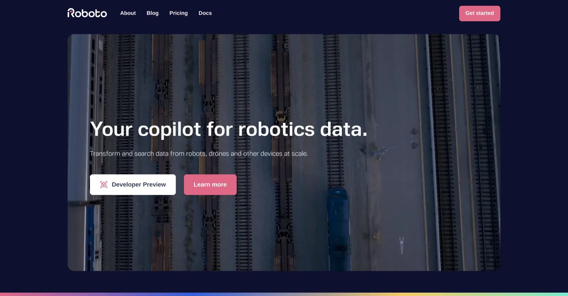 Roboto AI homepage screenshot — AI-powered search for robotics data.