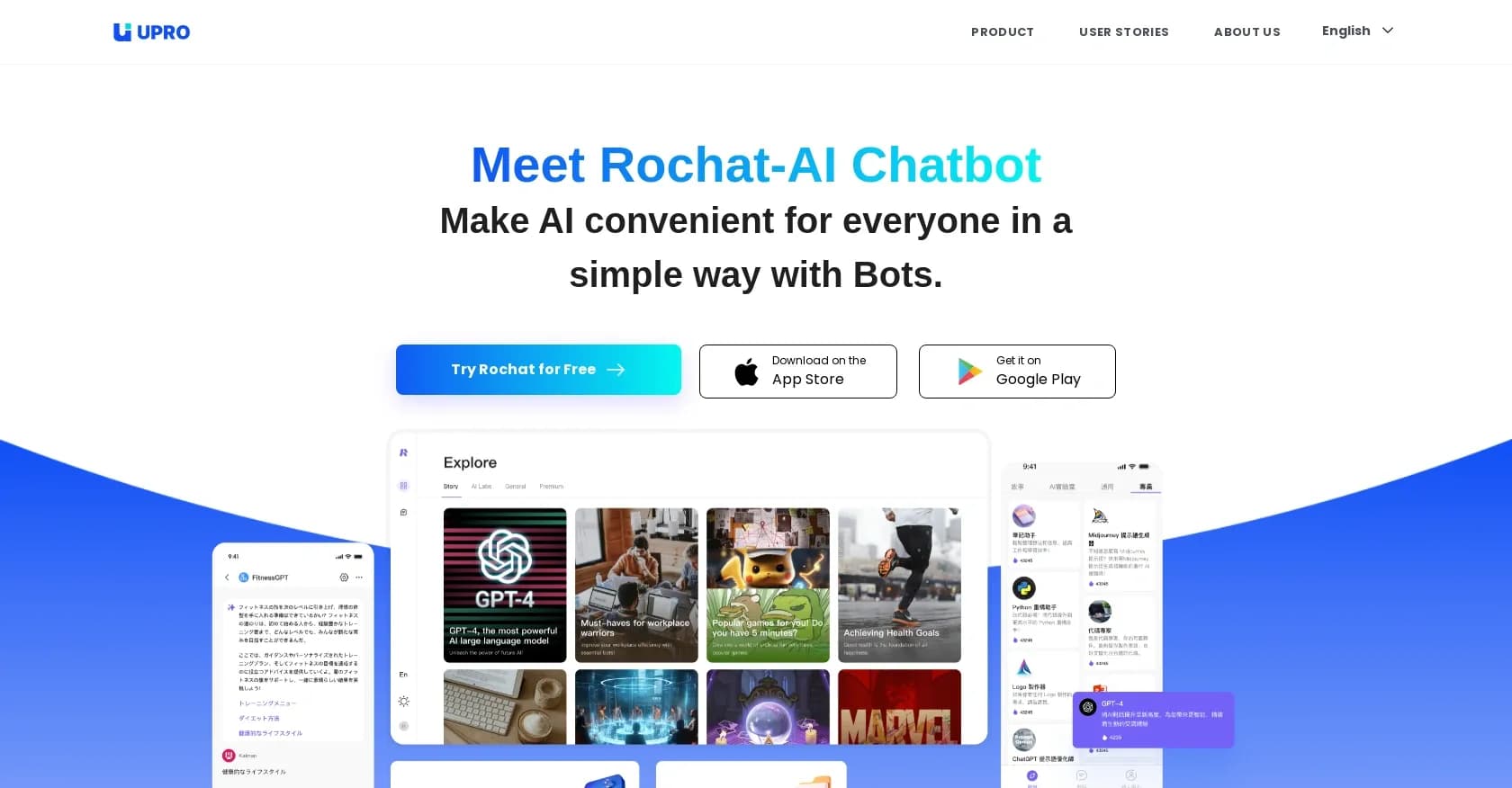 Rochat homepage screenshot — Make AI convenient with simple bots.
