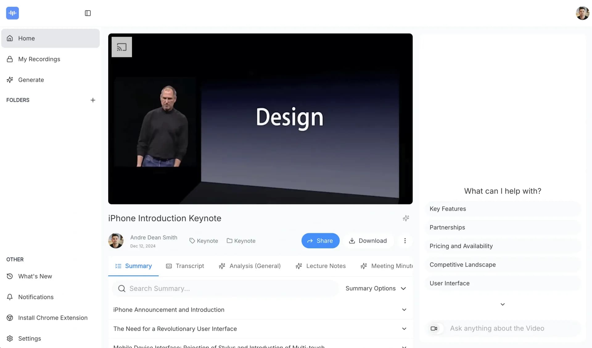 ScreenApp v6.20.12 homepage screenshot — Your Second Brain - Convert Recordings into Insights