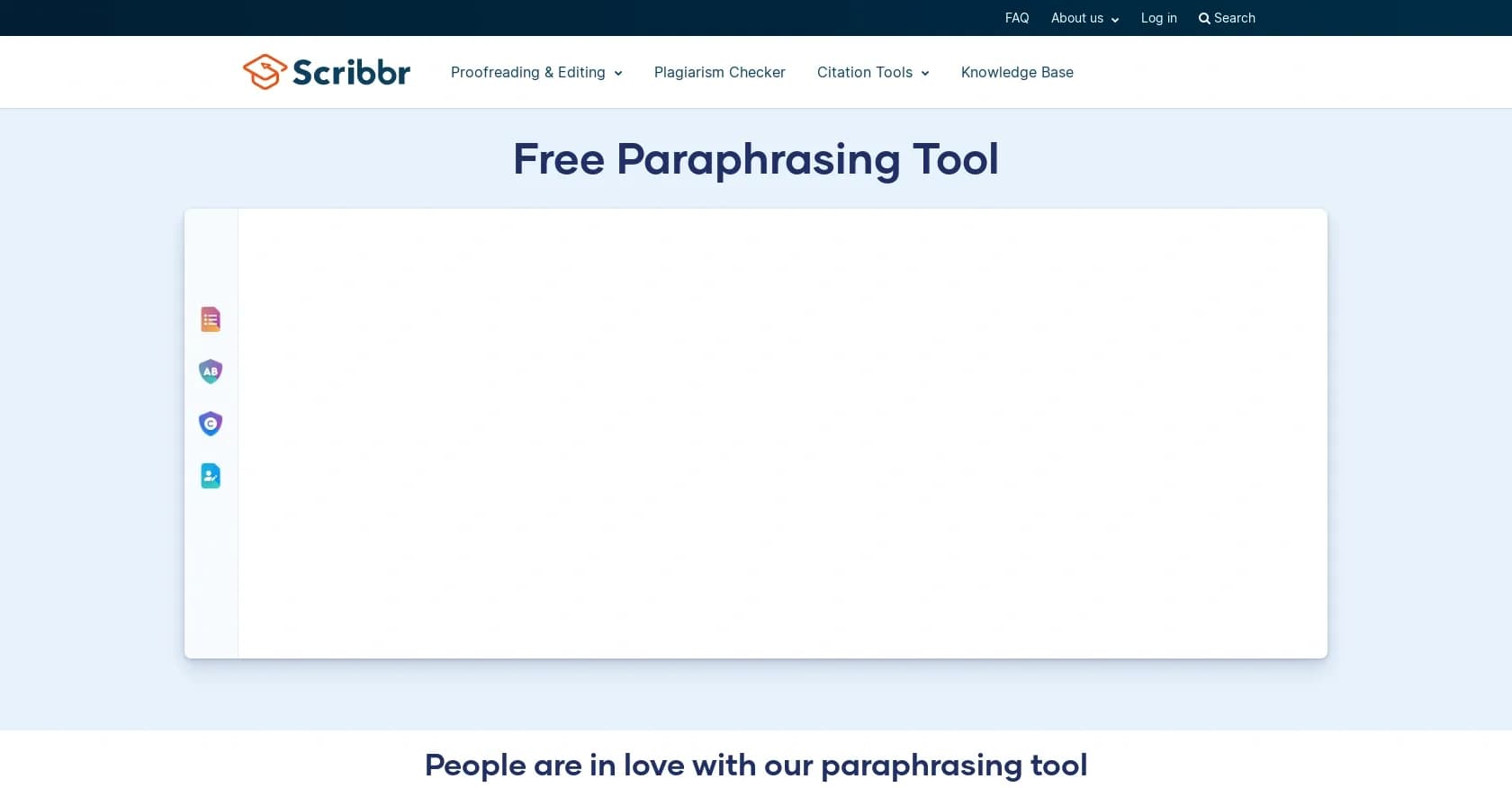Scribbr homepage screenshot — Rephrase text fluently with AI