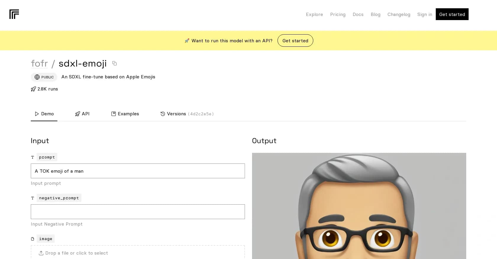 SDXL emoji homepage screenshot — Transform text into Apple-style emoji art.
