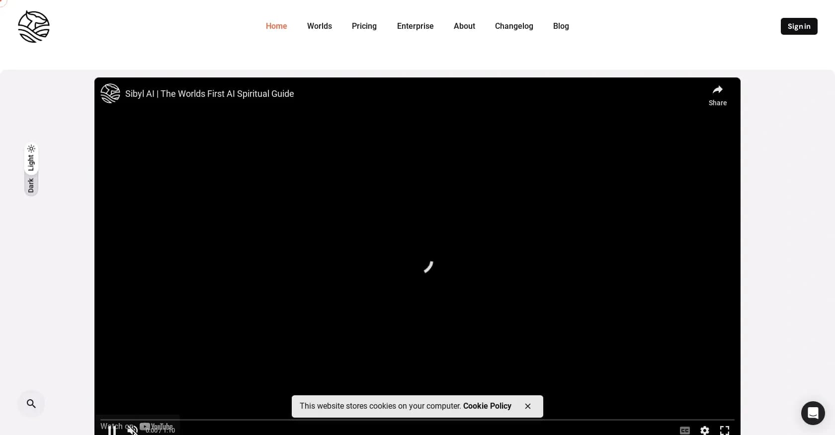 Sibyl homepage screenshot — Unlock cosmic wisdom with your AI spiritual guide.