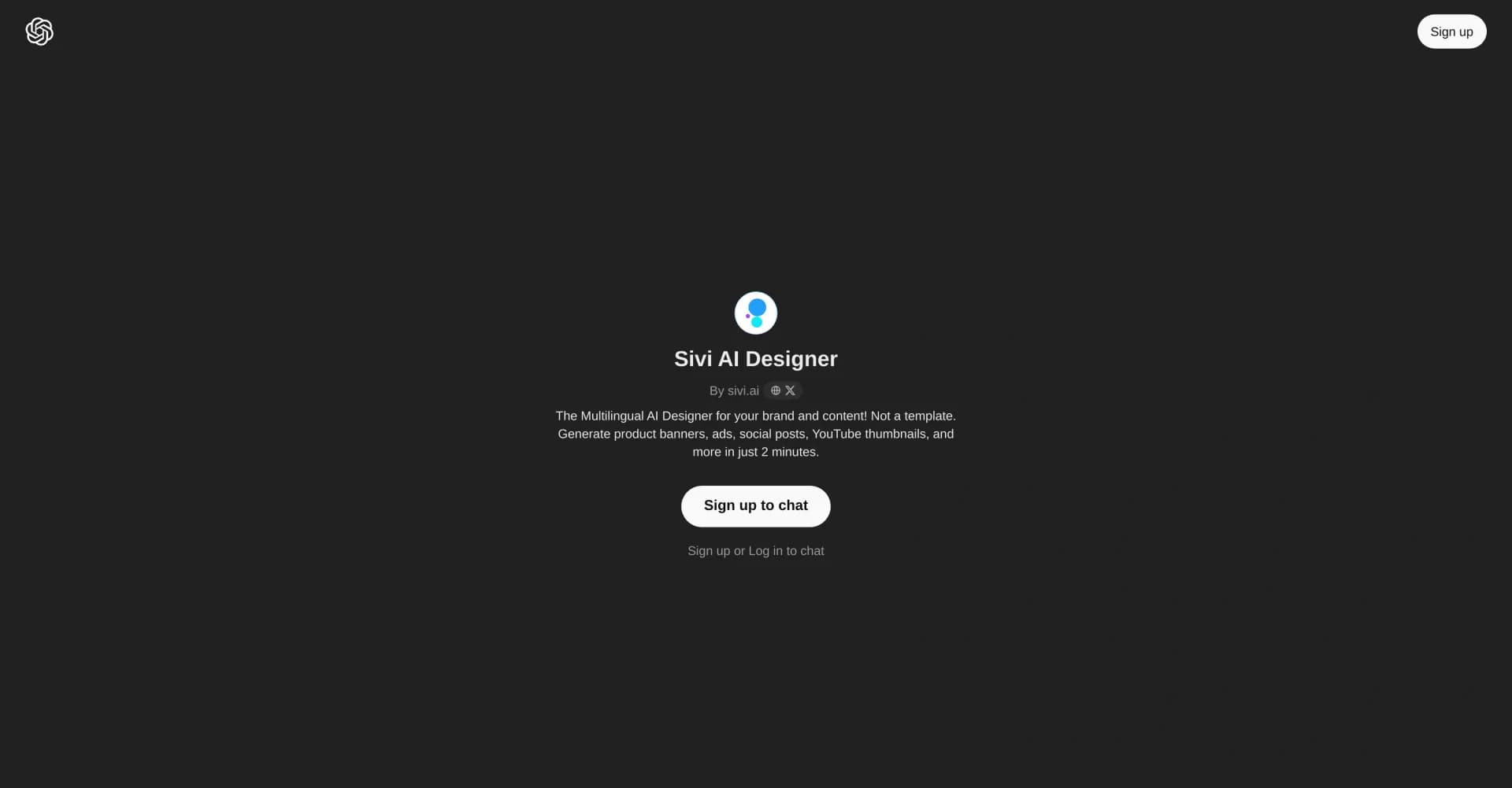 Sivi AI Designer homepage screenshot — AI-powered multilingual design in minutes.