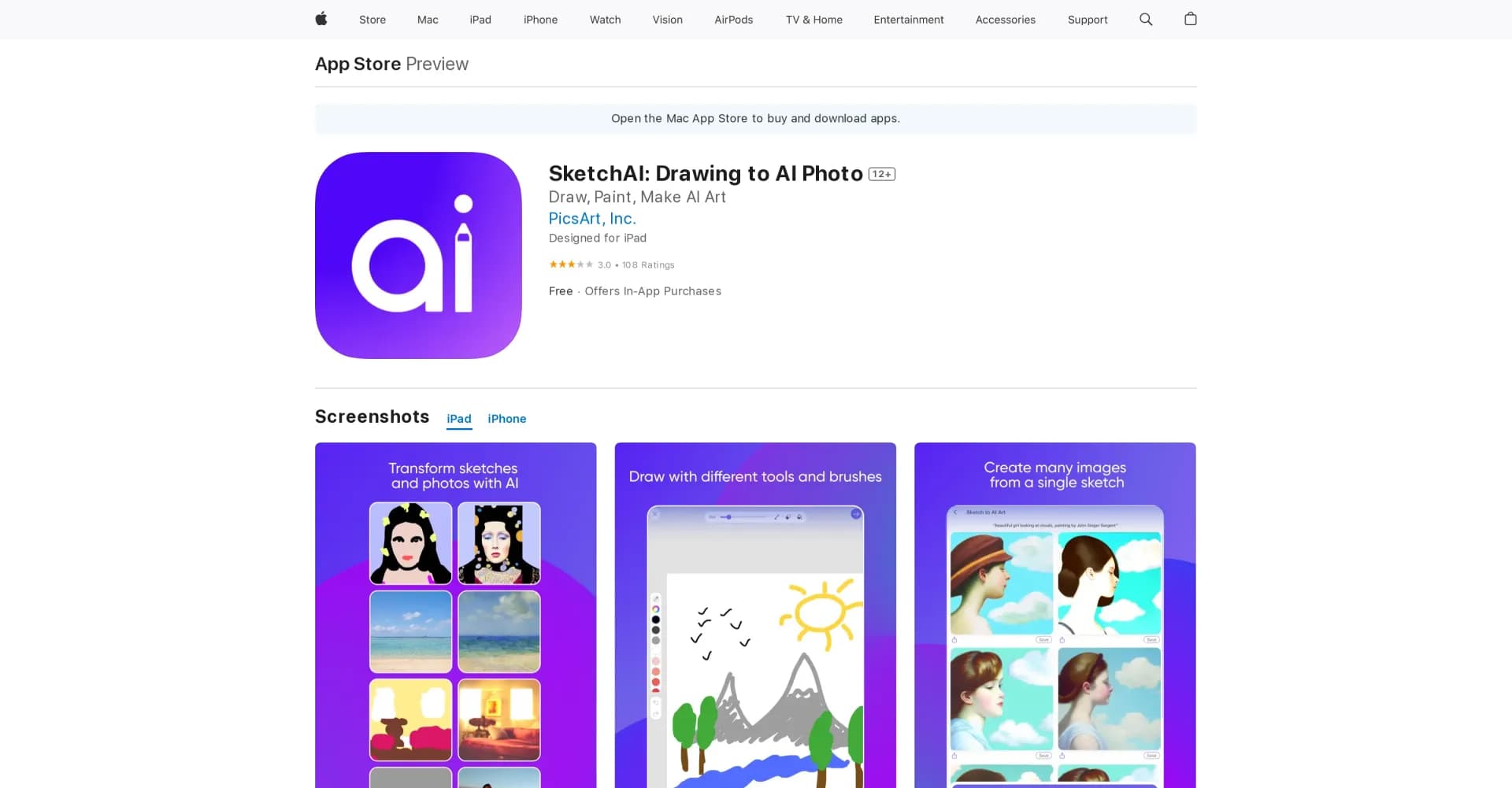 SketchAI homepage screenshot — Transforming sketches into AI photos.