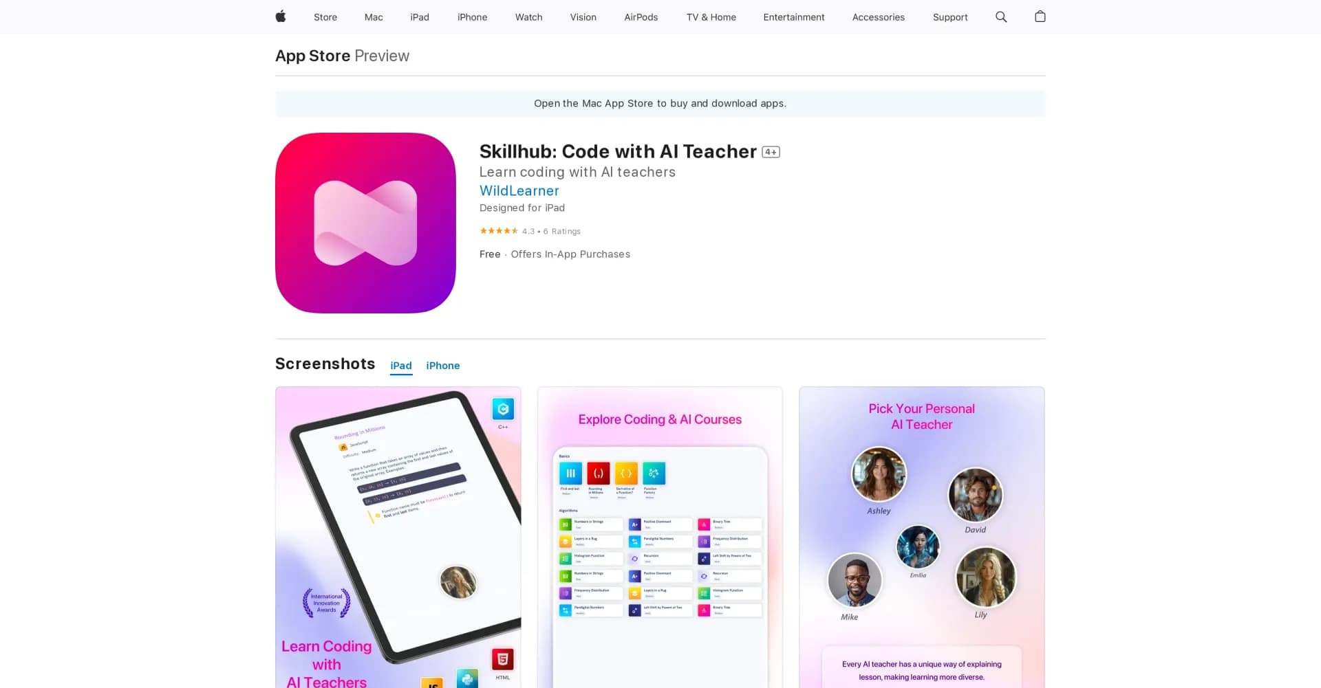 Skillhub homepage screenshot — Learn coding with AI teachers