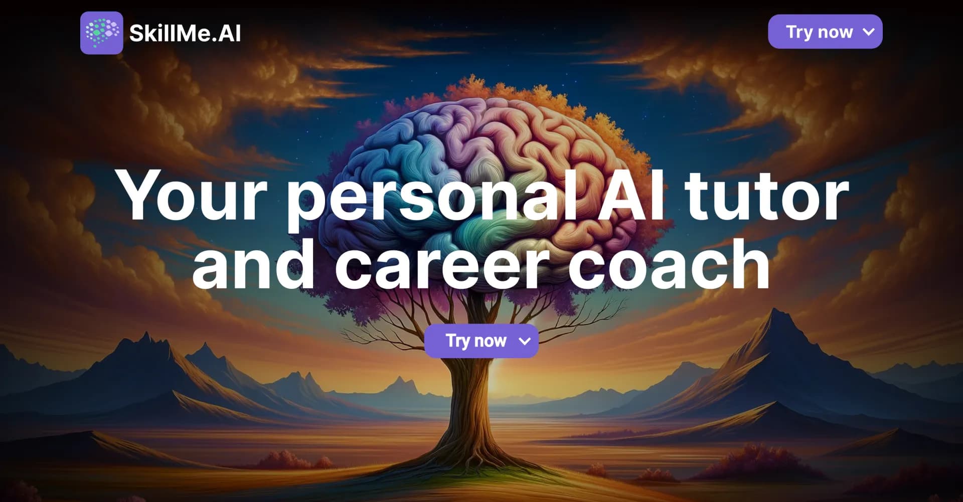 SkillMe homepage screenshot — AI tutor for personalized career coaching and skill learning
