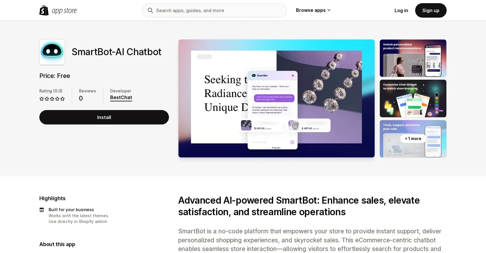 SmartBot homepage screenshot — AI-powered customer support to boost satisfaction and sales