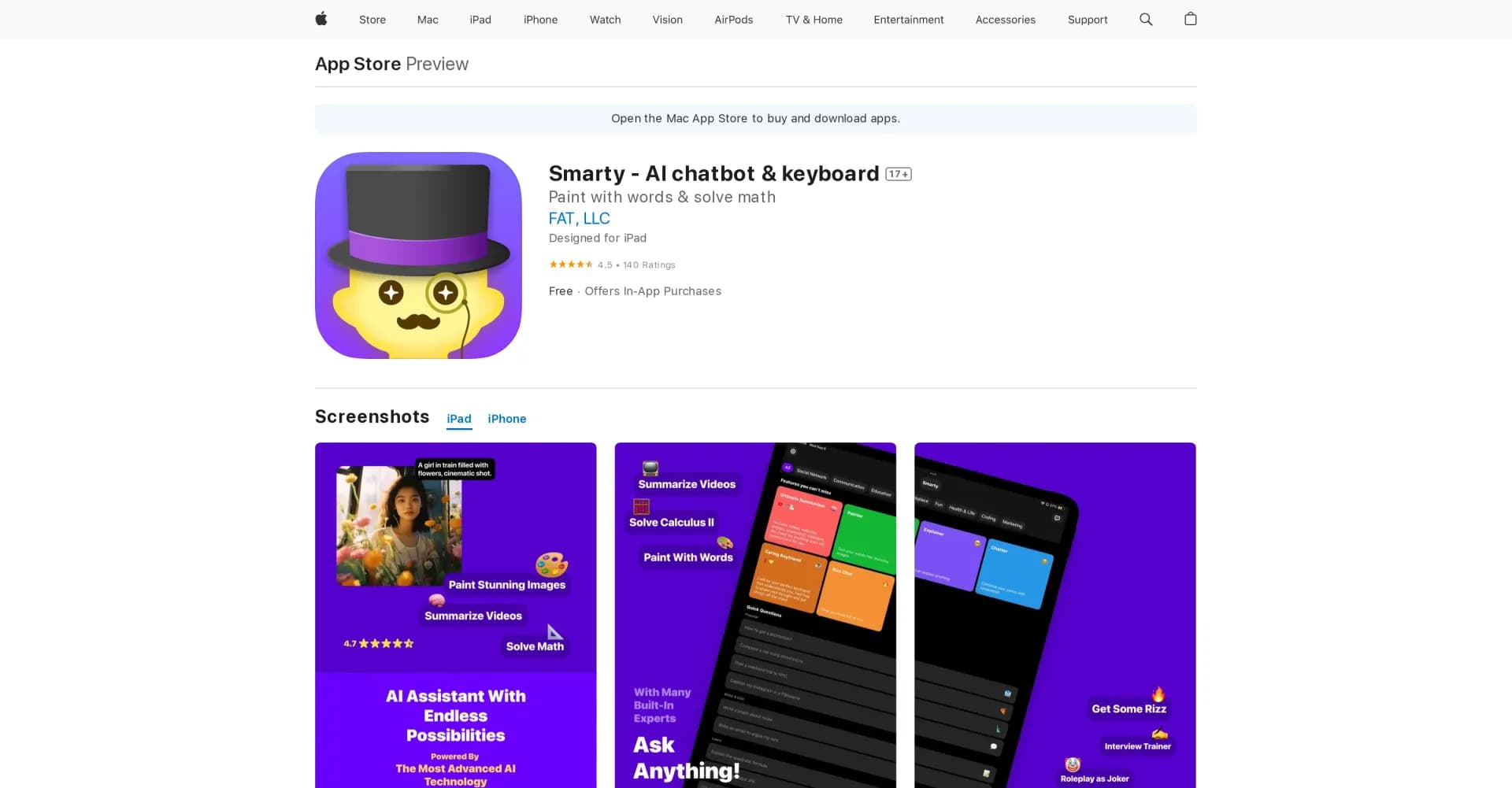 Smarty homepage screenshot — Smarty - Your AI keyboard chatbot