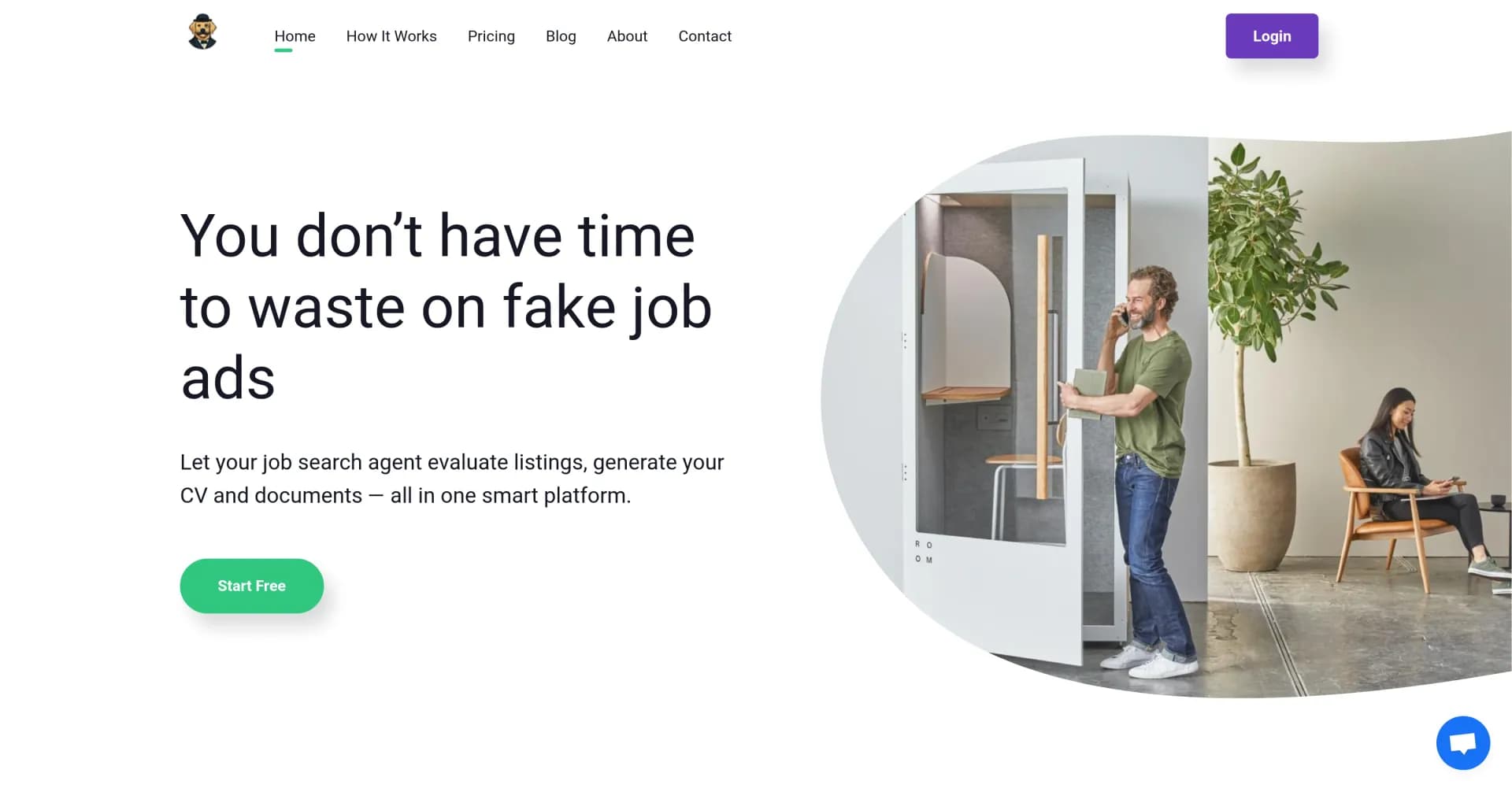 Sniff Job homepage screenshot — AI job scam detector and application assistant.