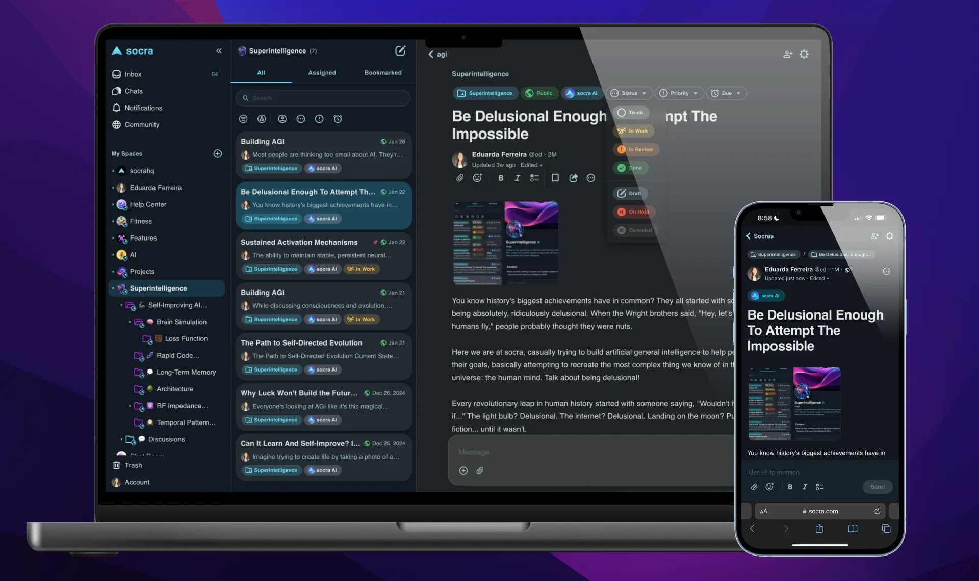 socrav1.1.0 homepage screenshot — Turn Your Challenges Into Unstoppable Momentum