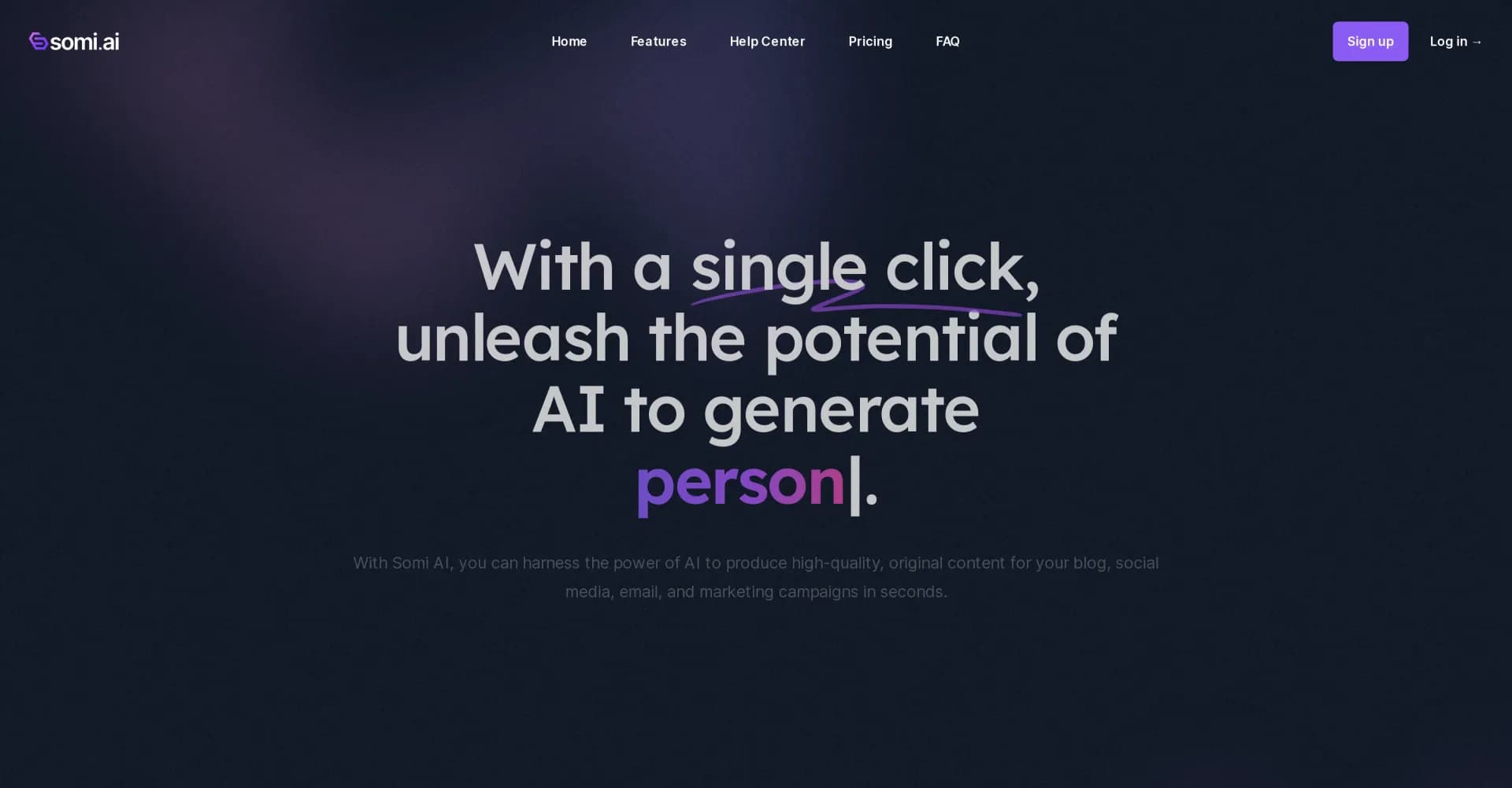 Somi homepage screenshot — AI-powered writing assistant for higher education and beyond
