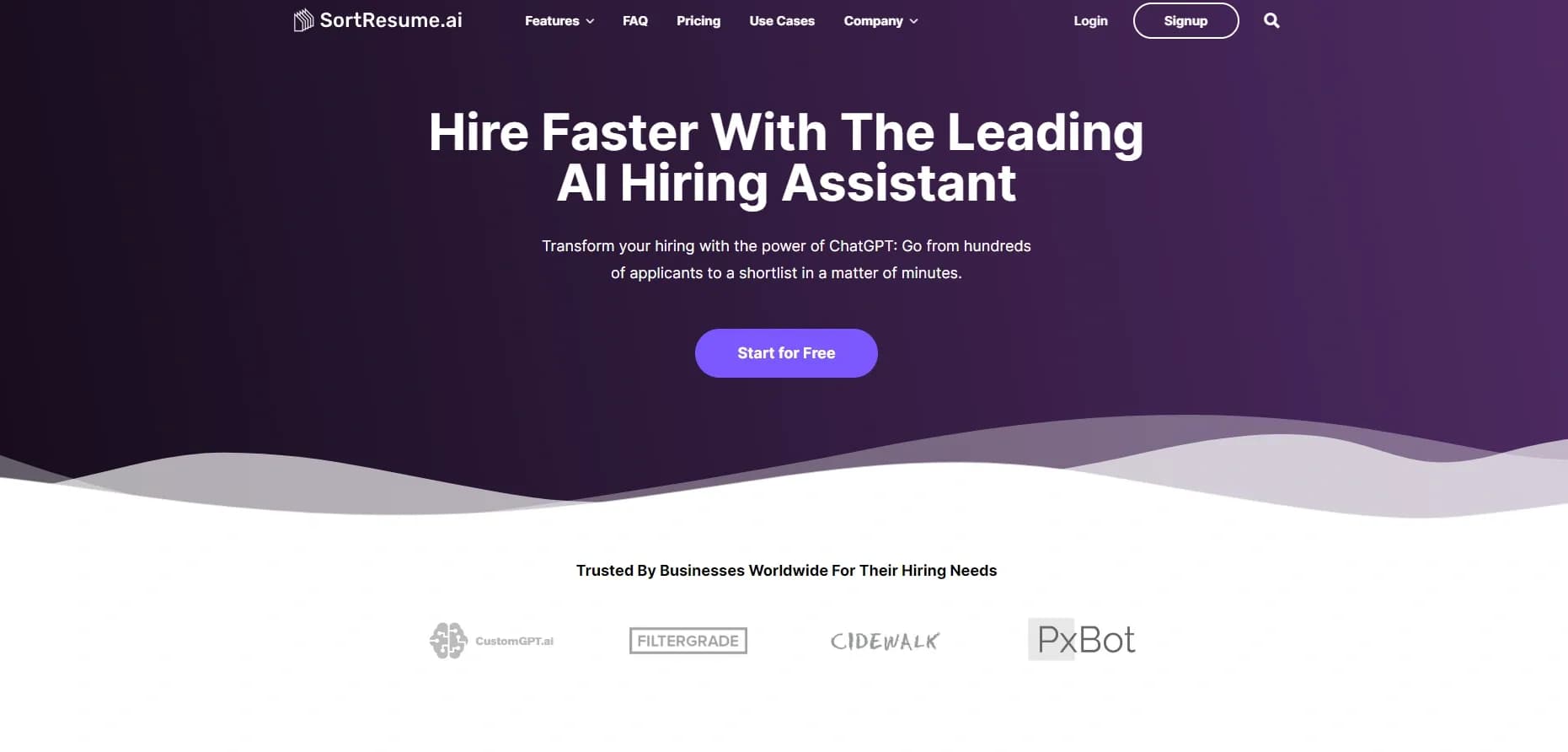 SortResume homepage screenshot — AI-powered resume ranking for faster, smarter hiring.