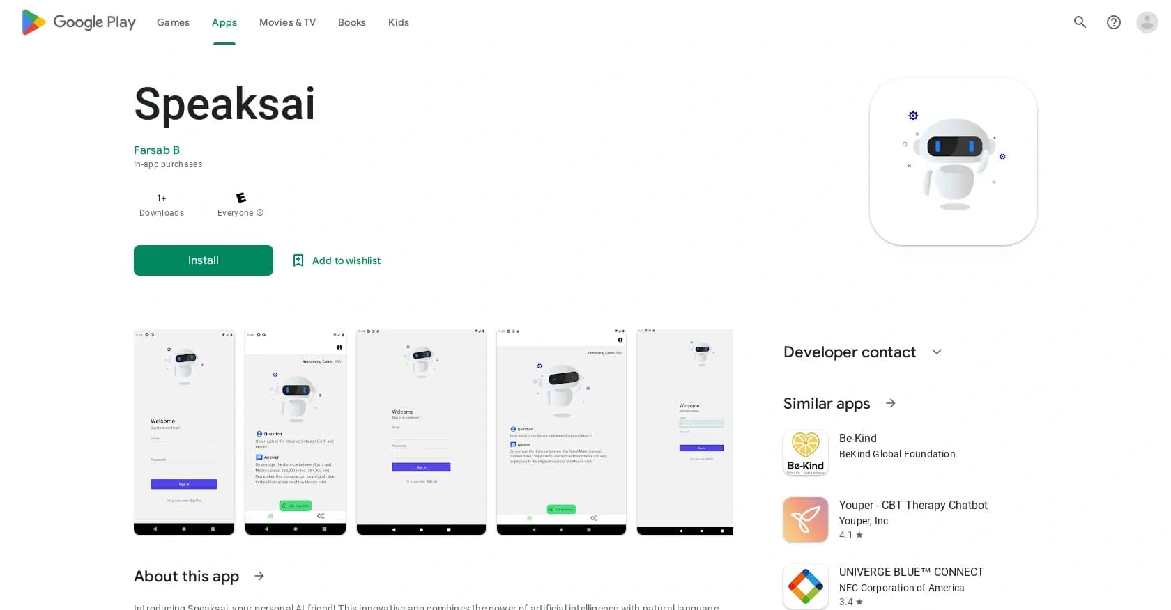 SpeaksAI (TalkerAI) homepage screenshot — Voice Q&A chatbot