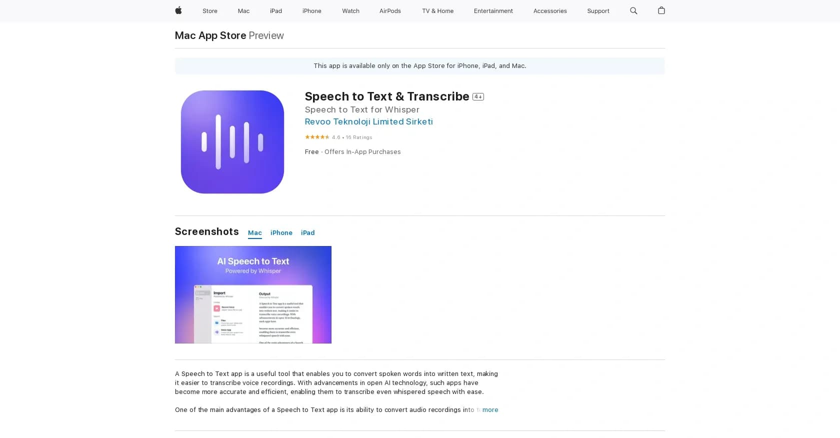 Speech to Text by Revoo homepage screenshot — Accurately transcribe real-time speech to text.
