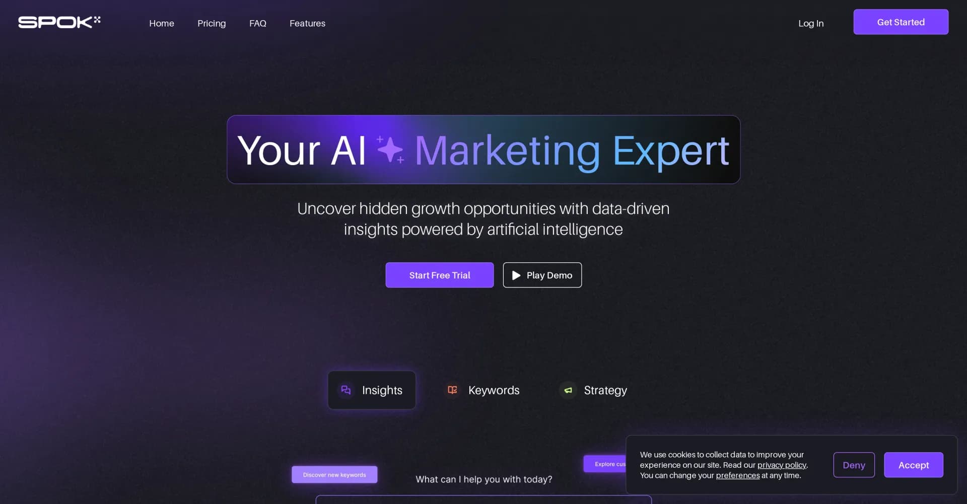 Spok by Forum3 homepage screenshot — Elevate marketing with AI-powered insights