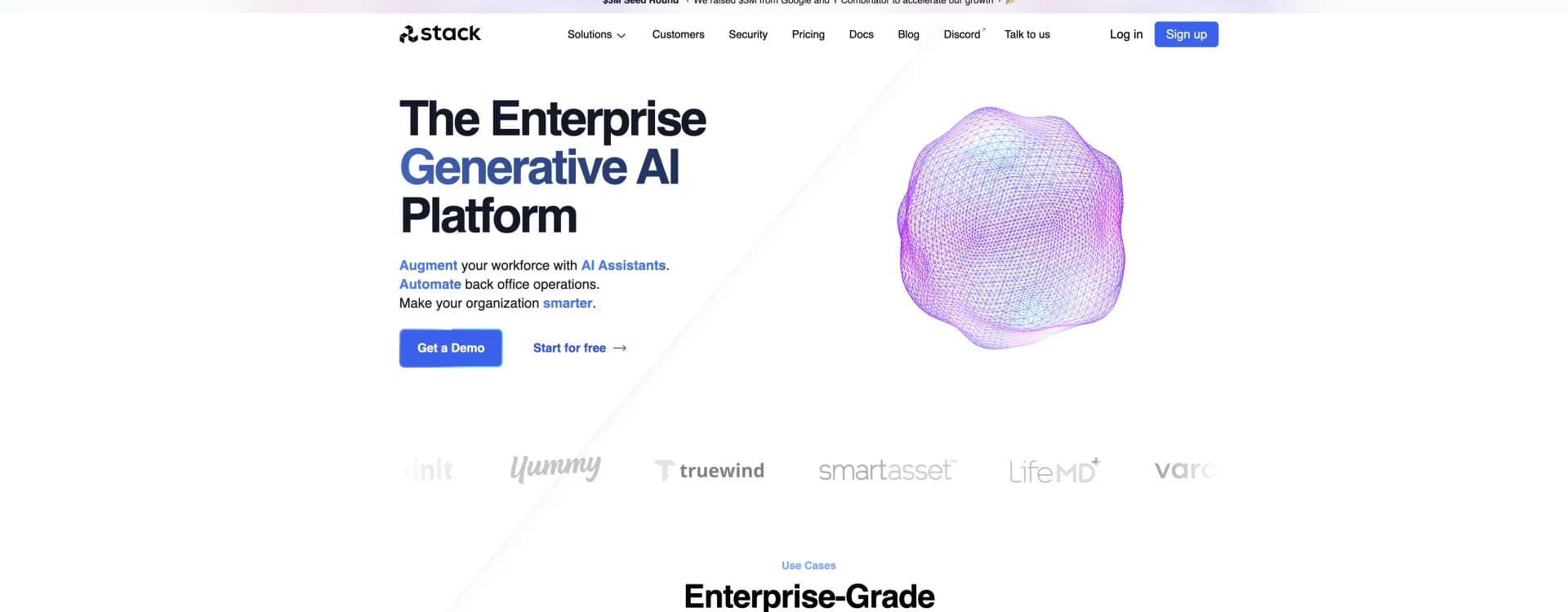 Stack AI homepage screenshot — Build and deploy AI applications in minutes