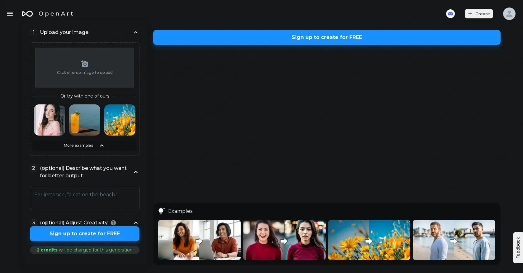 Stock Image Transformer homepage screenshot — Transform stock images into unique AI-generated visuals