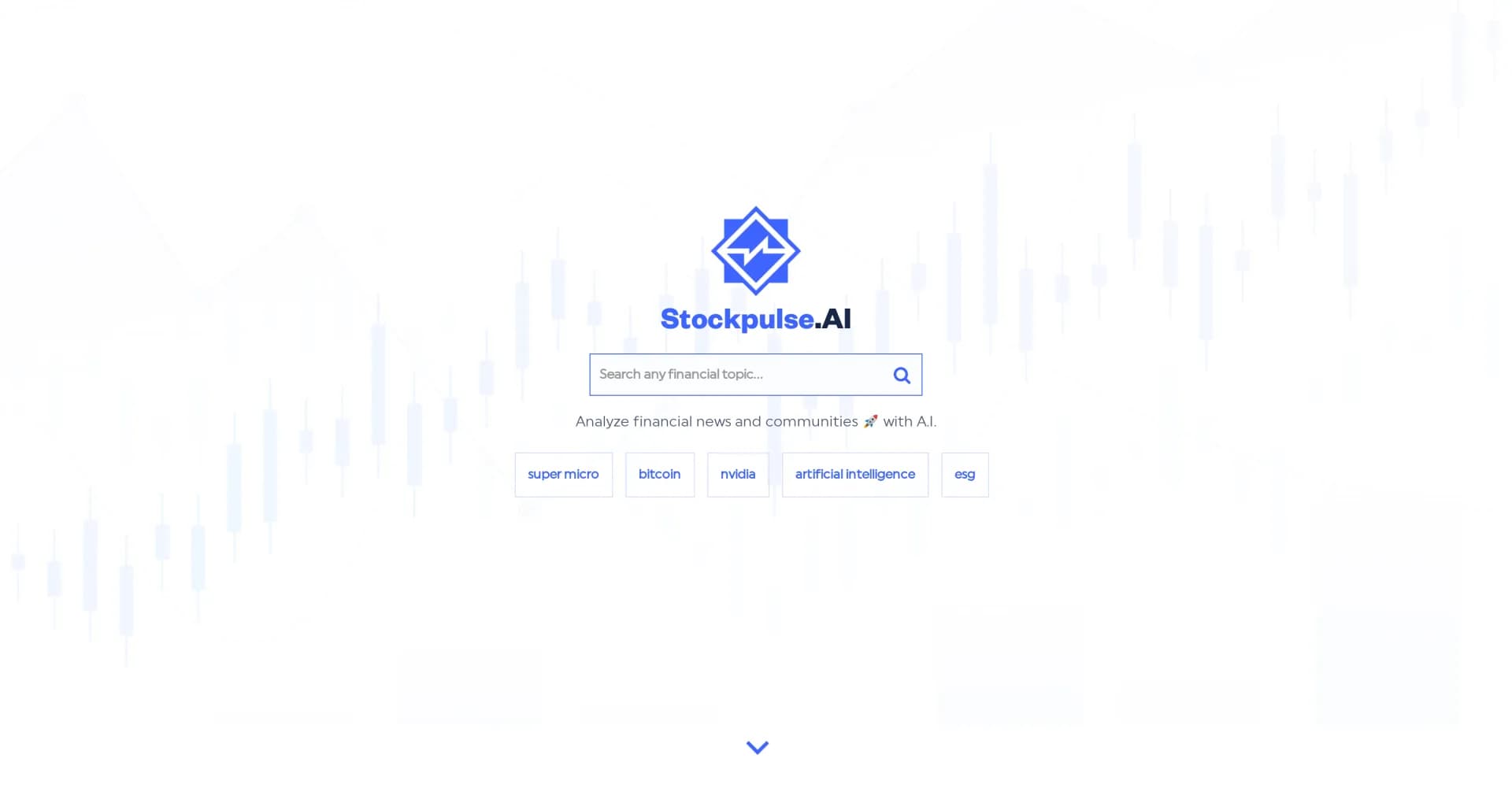 Stockpulse homepage screenshot — AI-powered analysis of financial news and communities