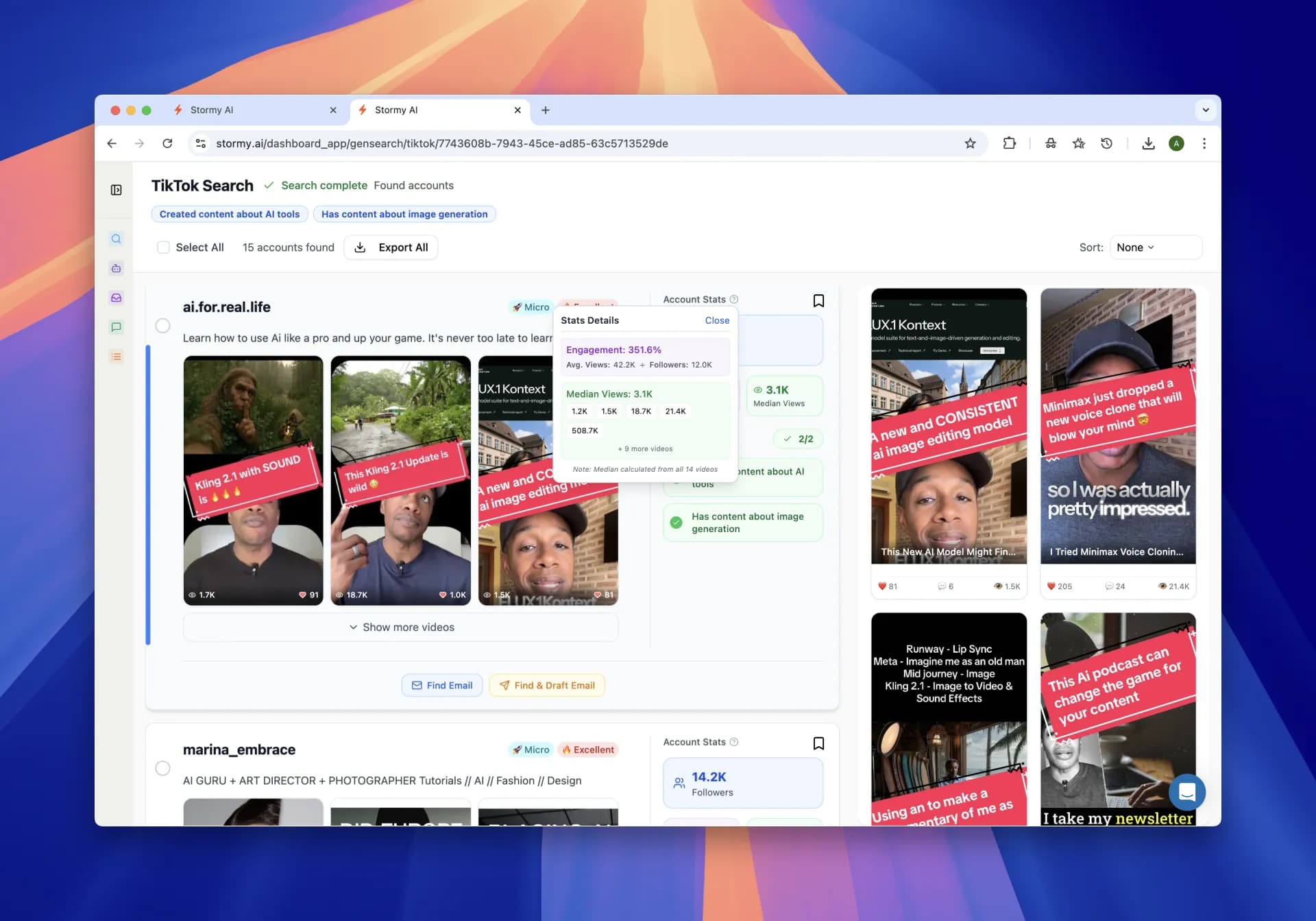 Stormy AI homepage screenshot — Grow on autopilot with AI agent securing creators for you (Y
