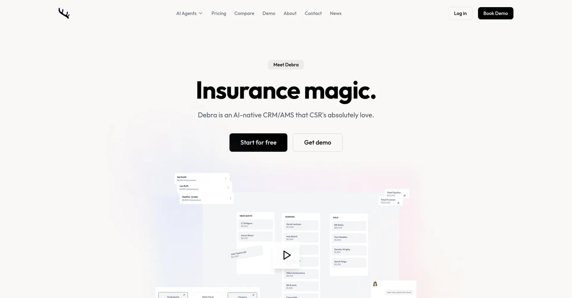 Strawberry Antler homepage screenshot — Custom AI agents for small business success