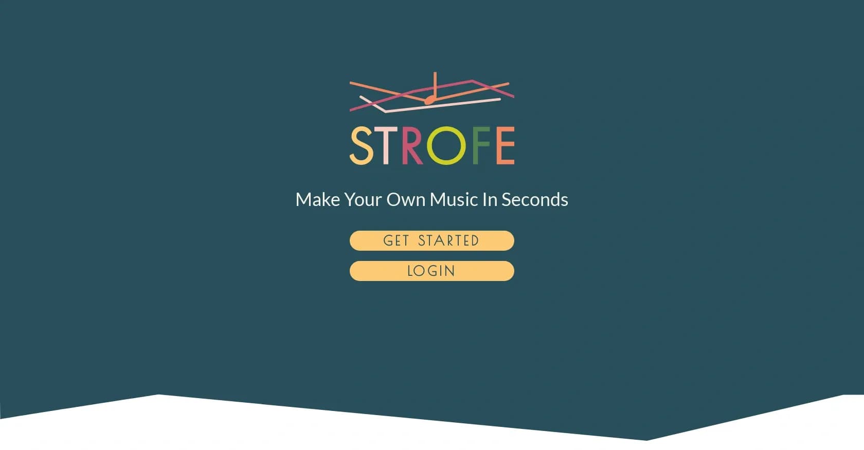 Strofe homepage screenshot — Create unique AI-generated music in seconds
