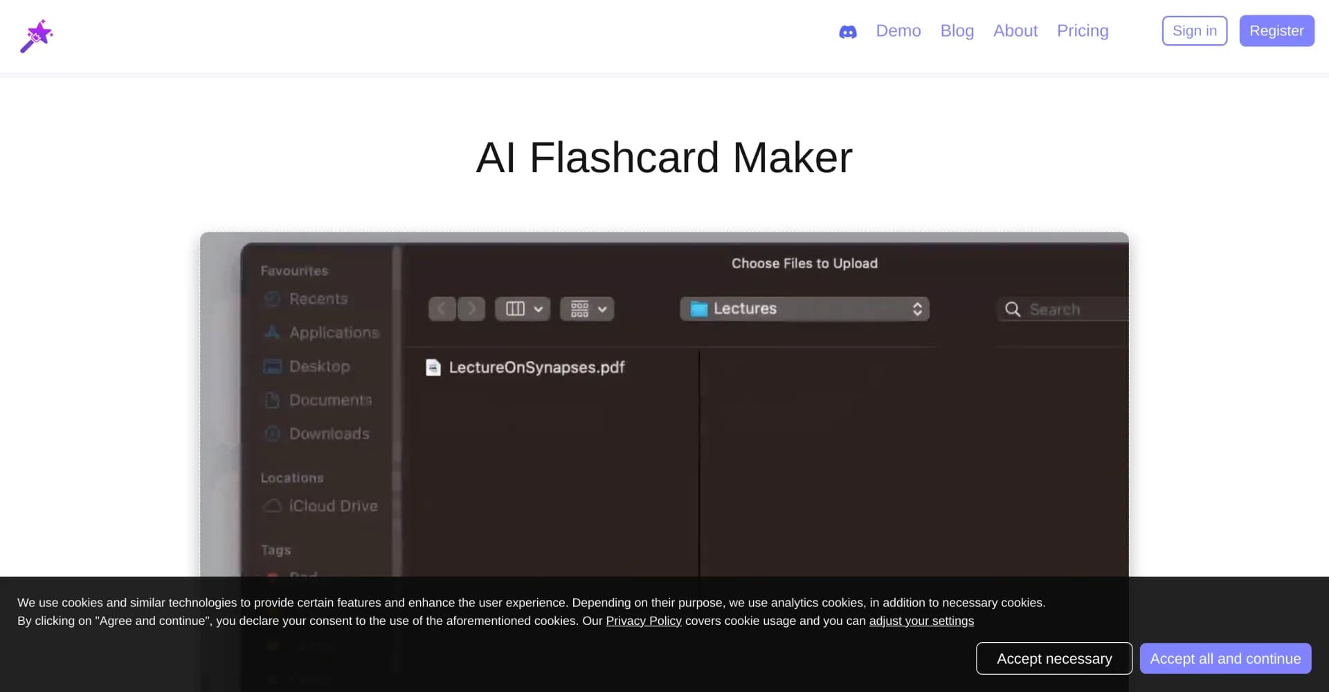 Studywand homepage screenshot — Empower your browser with AI assistance.