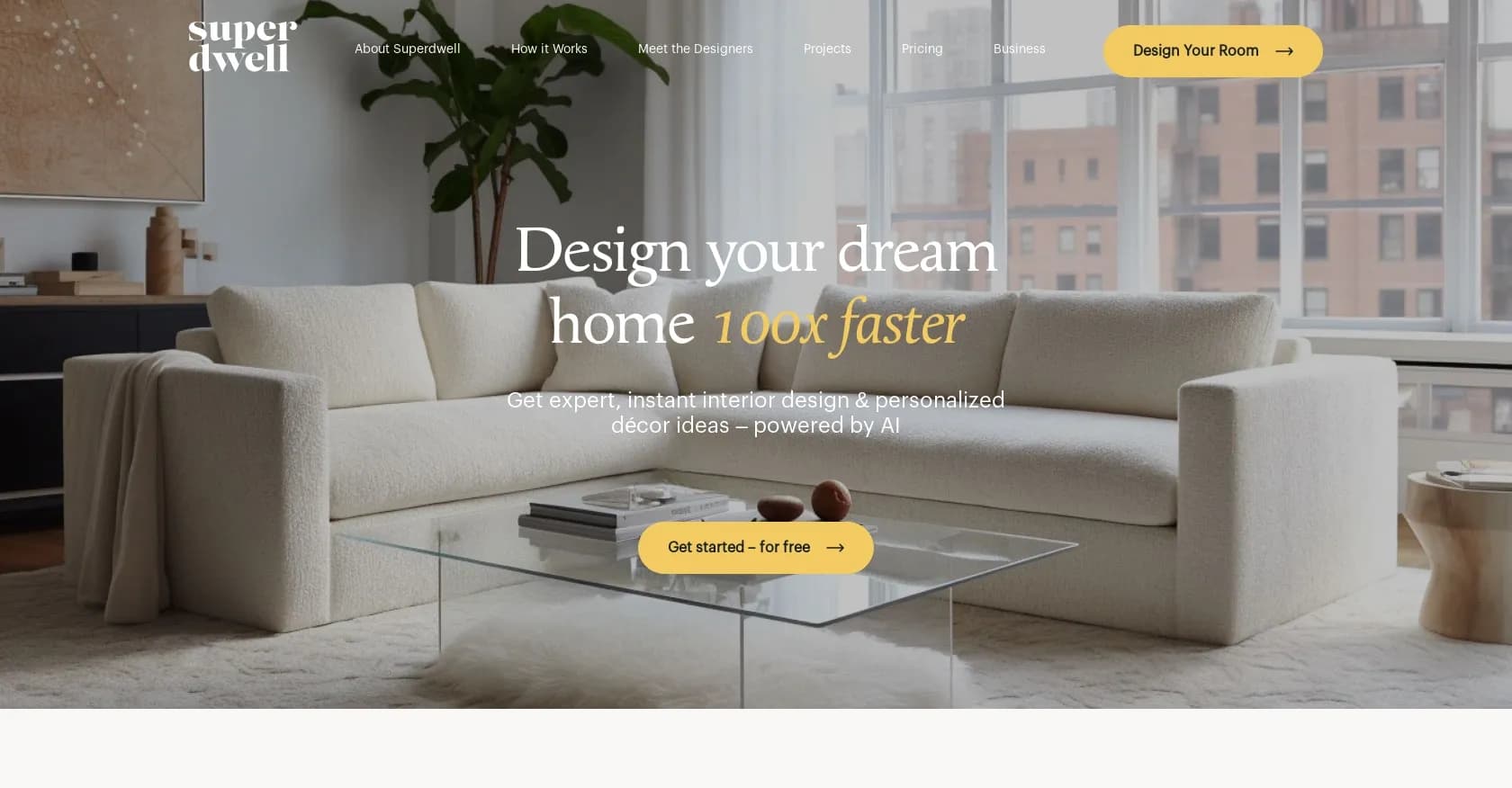 Superdwell homepage screenshot — Design your dream home virtually for free