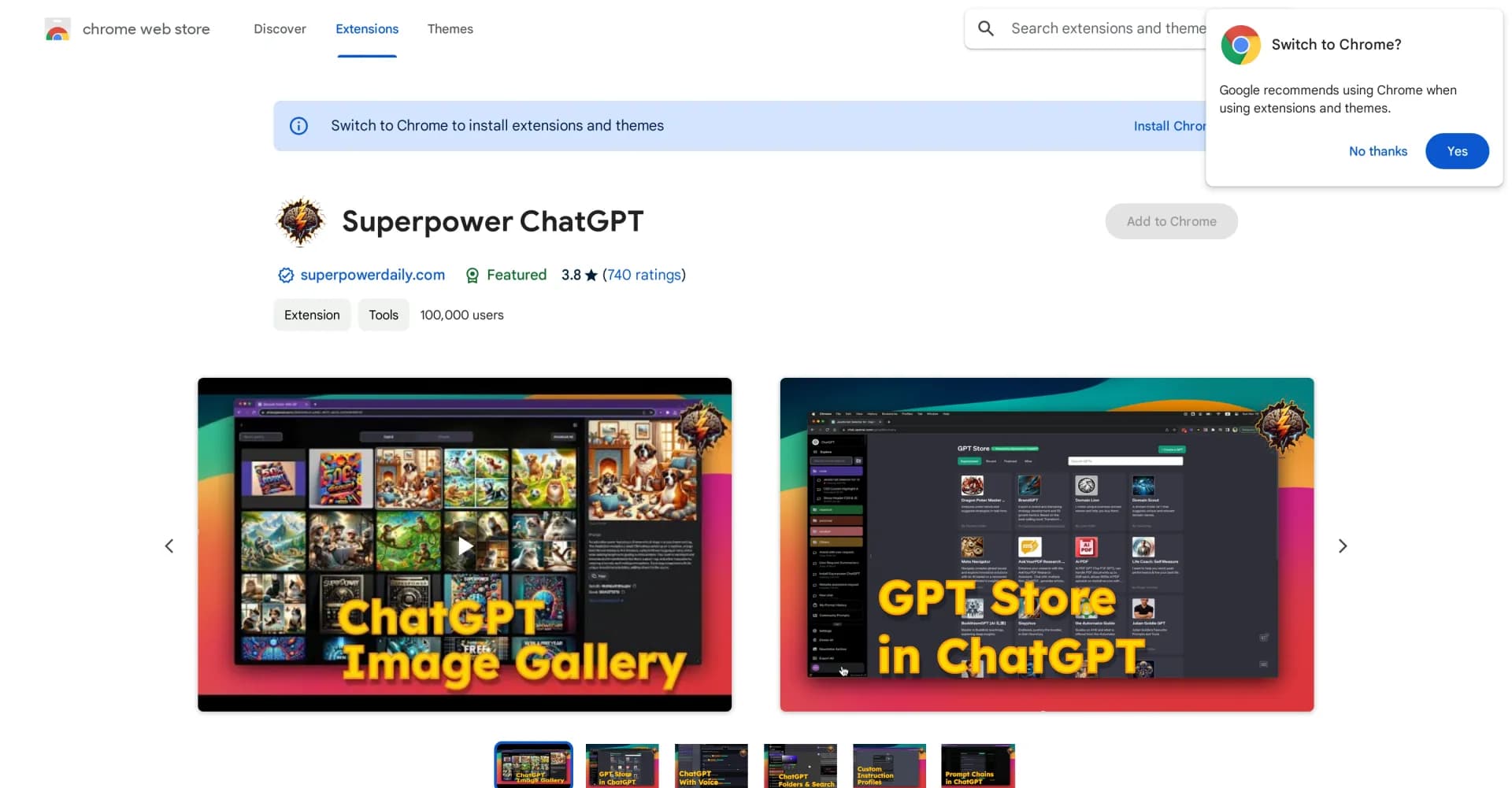 Superpower GPT homepage screenshot — Management and export of ChatGPT conversations.