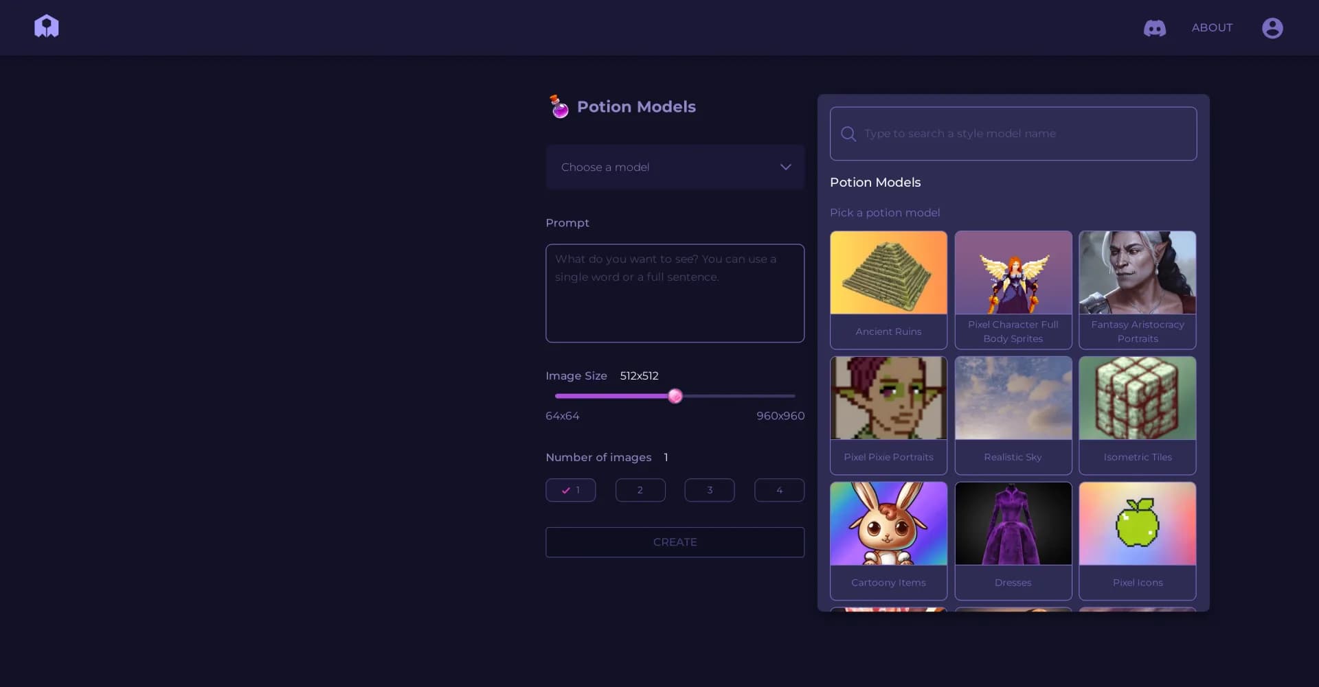 PixelVibe homepage screenshot — Create AI-powered webpages instantly.