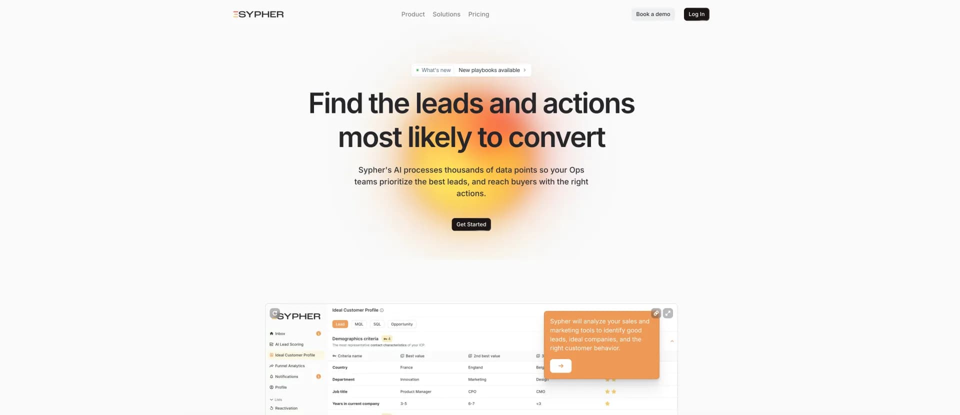 Sypher homepage screenshot — AI-powered lead prioritization for sales success.
