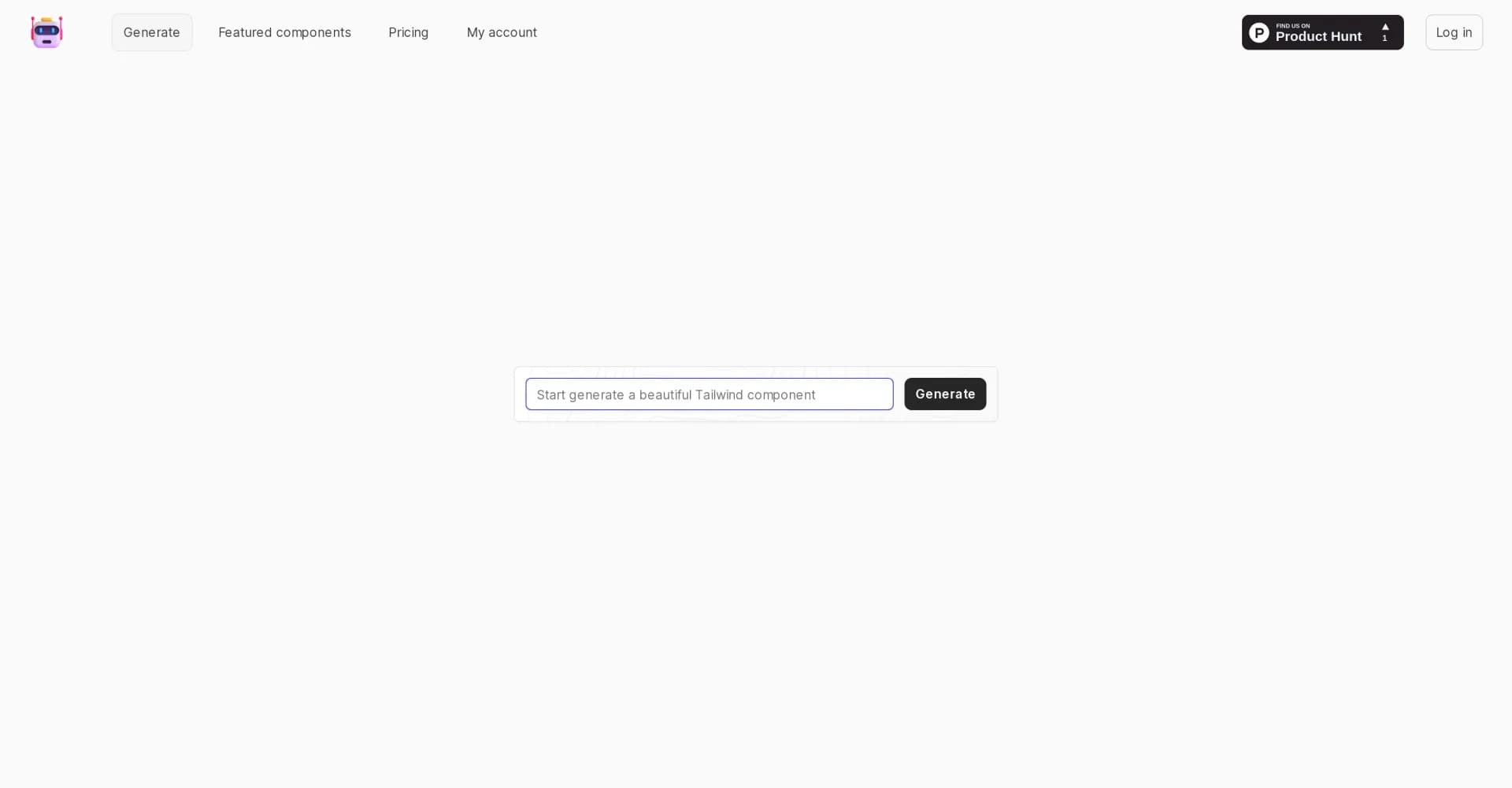 TailwindAI homepage screenshot — AI-powered Tailwind component generation.