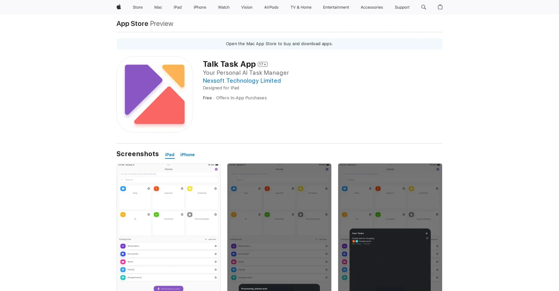 Talk Task App homepage screenshot — Your Personal AI Task Manager