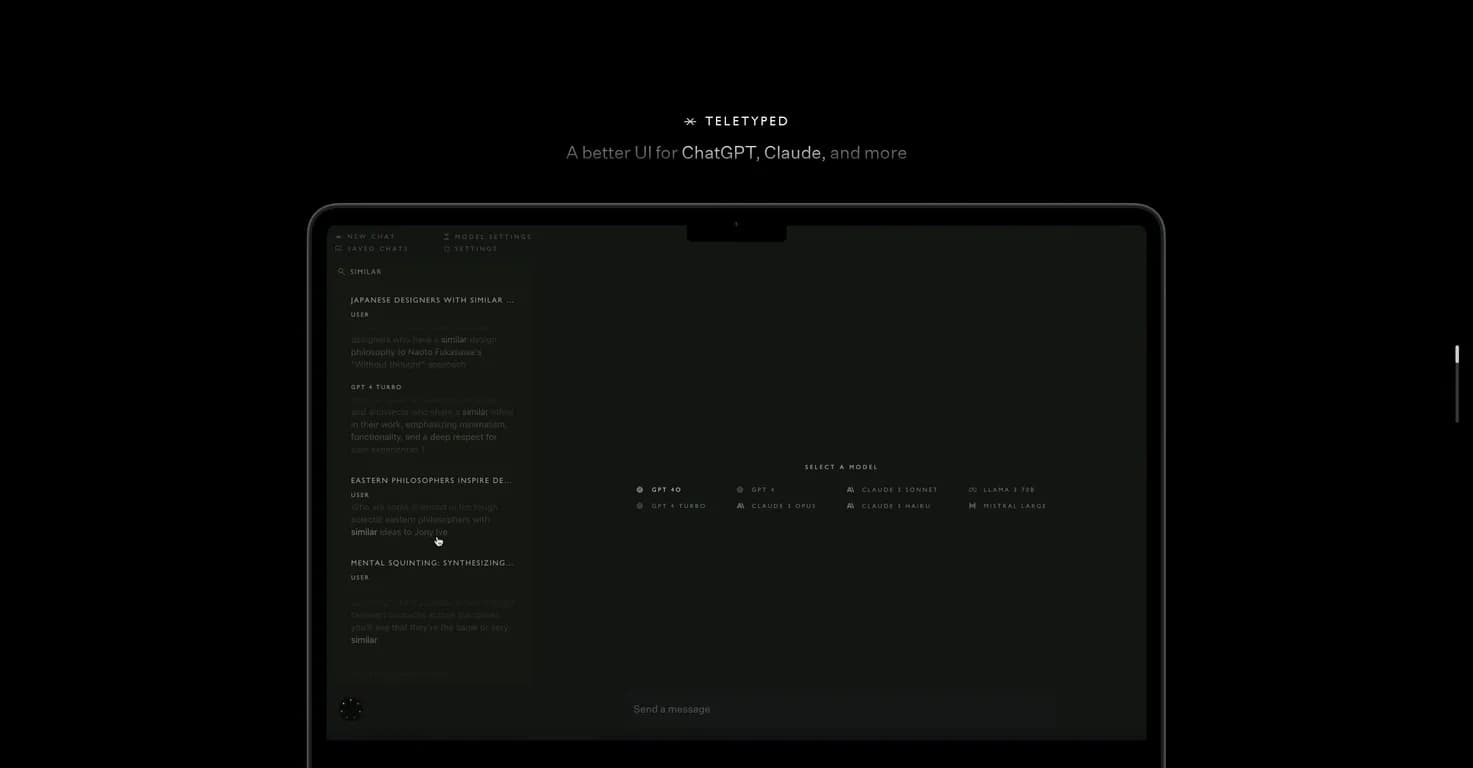 Teletyped homepage screenshot — Enhance ChatGPT with a better UI and advanced features.