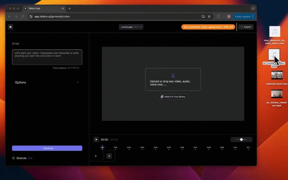 Tellers homepage screenshot — Cursor for video editing