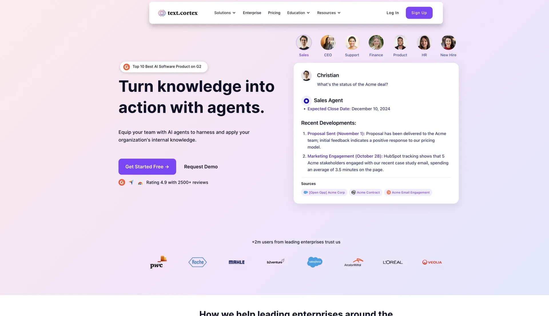 TextCortex homepage screenshot — Create high-quality content 7x faster with AI.