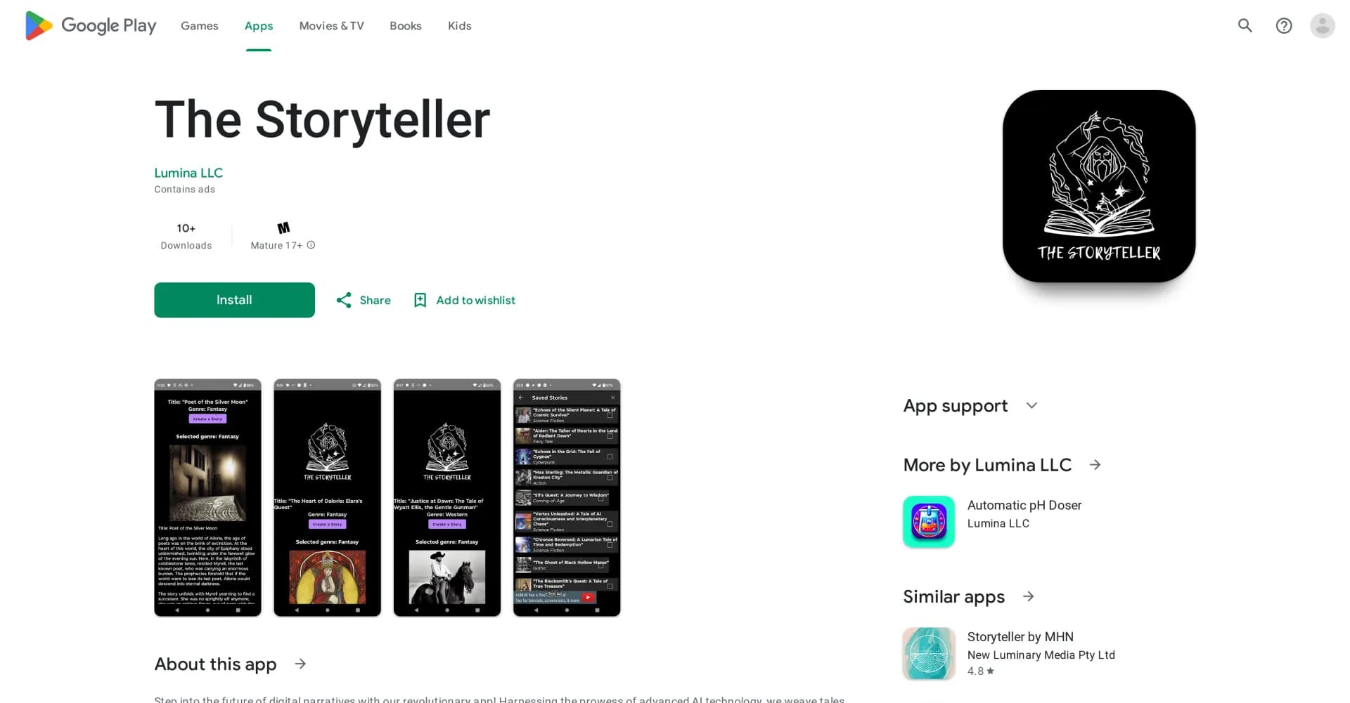 The Storyteller homepage screenshot — Personalized, Real-Time Narratives at Your Fingertips