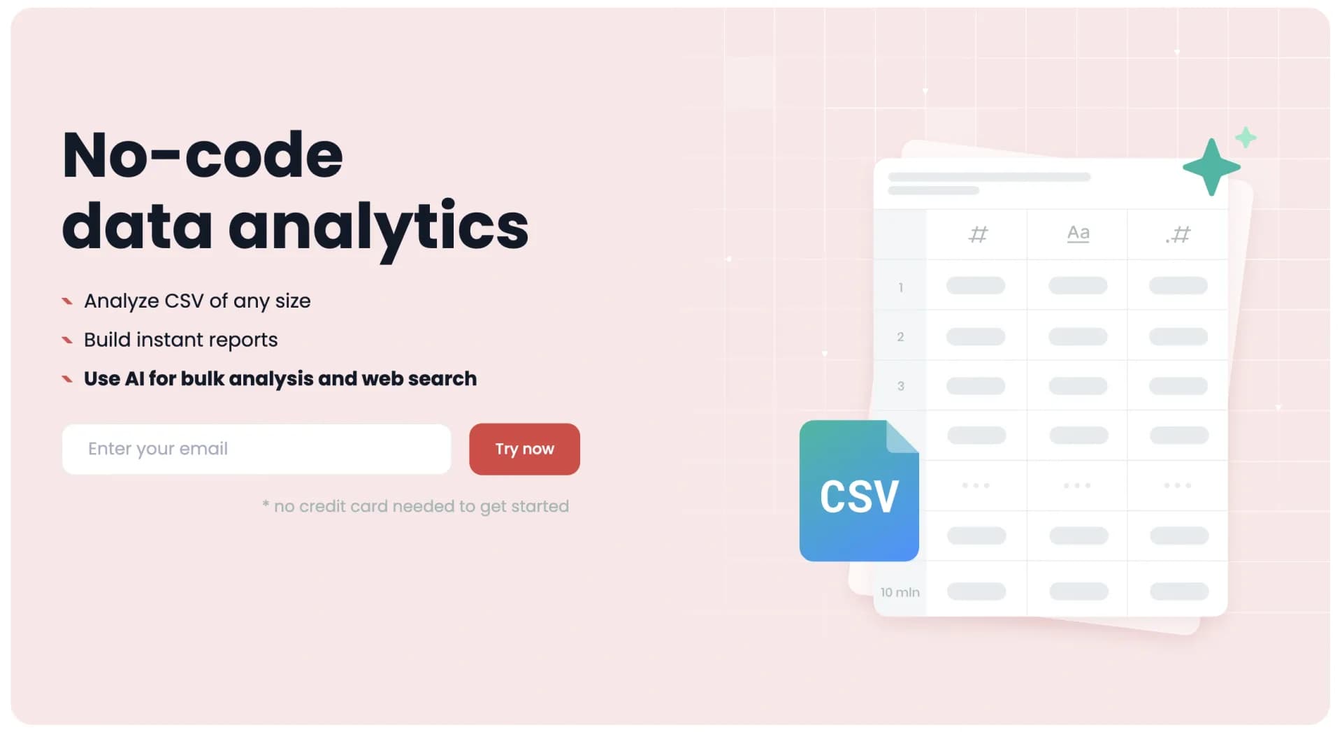 Tomat.ai homepage screenshot — Bulk web search and no-code analysis with AI