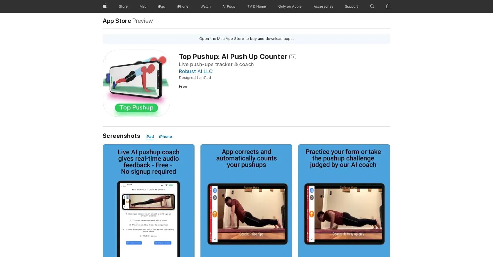Top Pushup homepage screenshot — Analysis and coaching for pushup form.