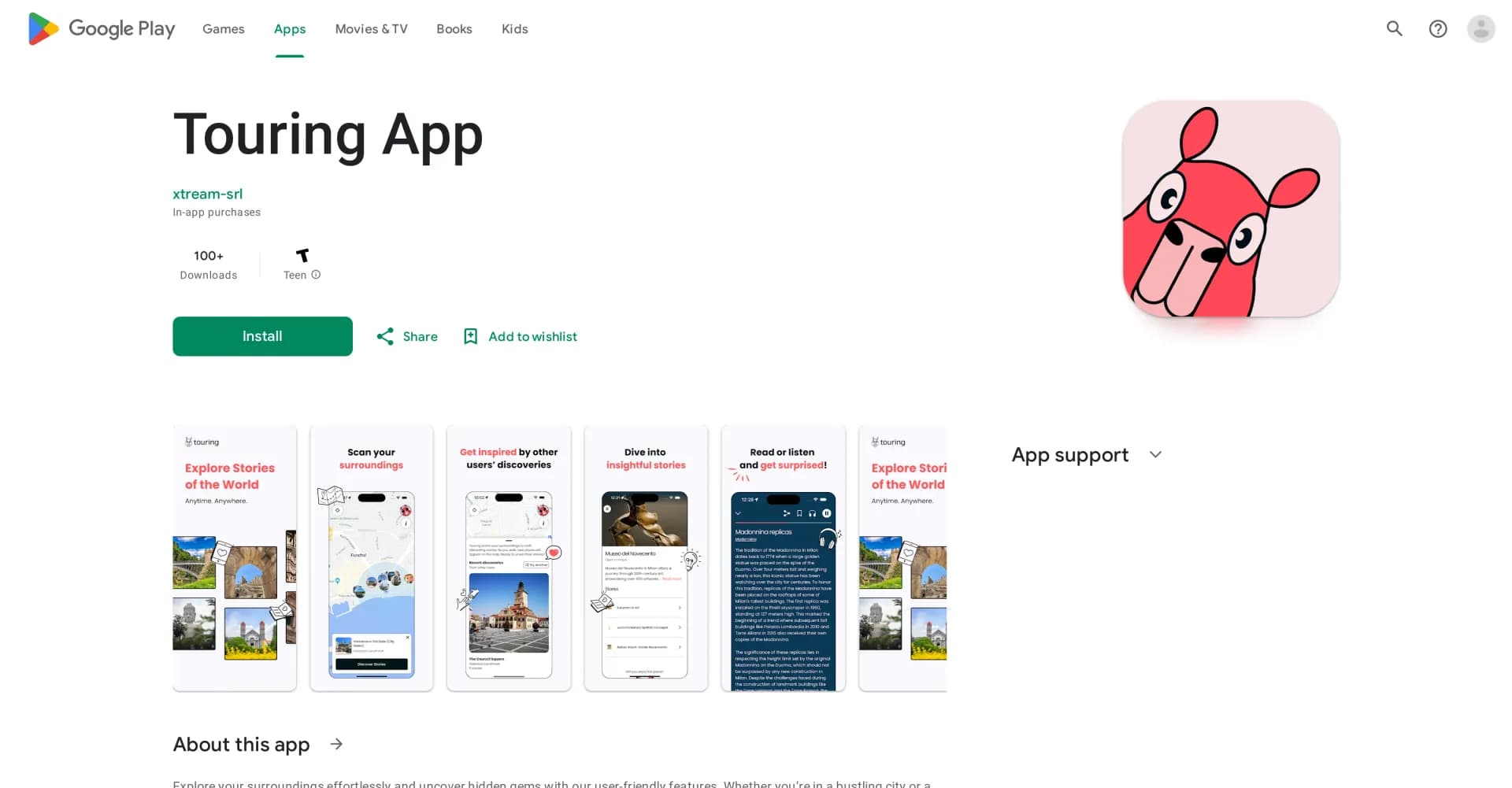 Touring App homepage screenshot — The ultimate app for travellers, works literally everywhere.