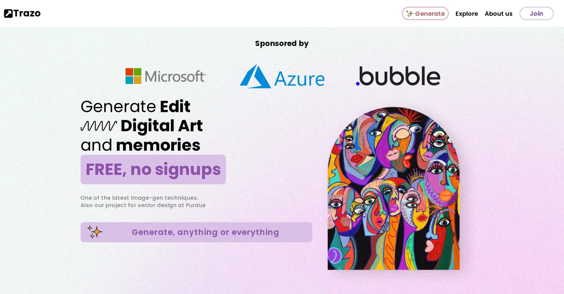 Trazo homepage screenshot — Create high-quality art with AI
