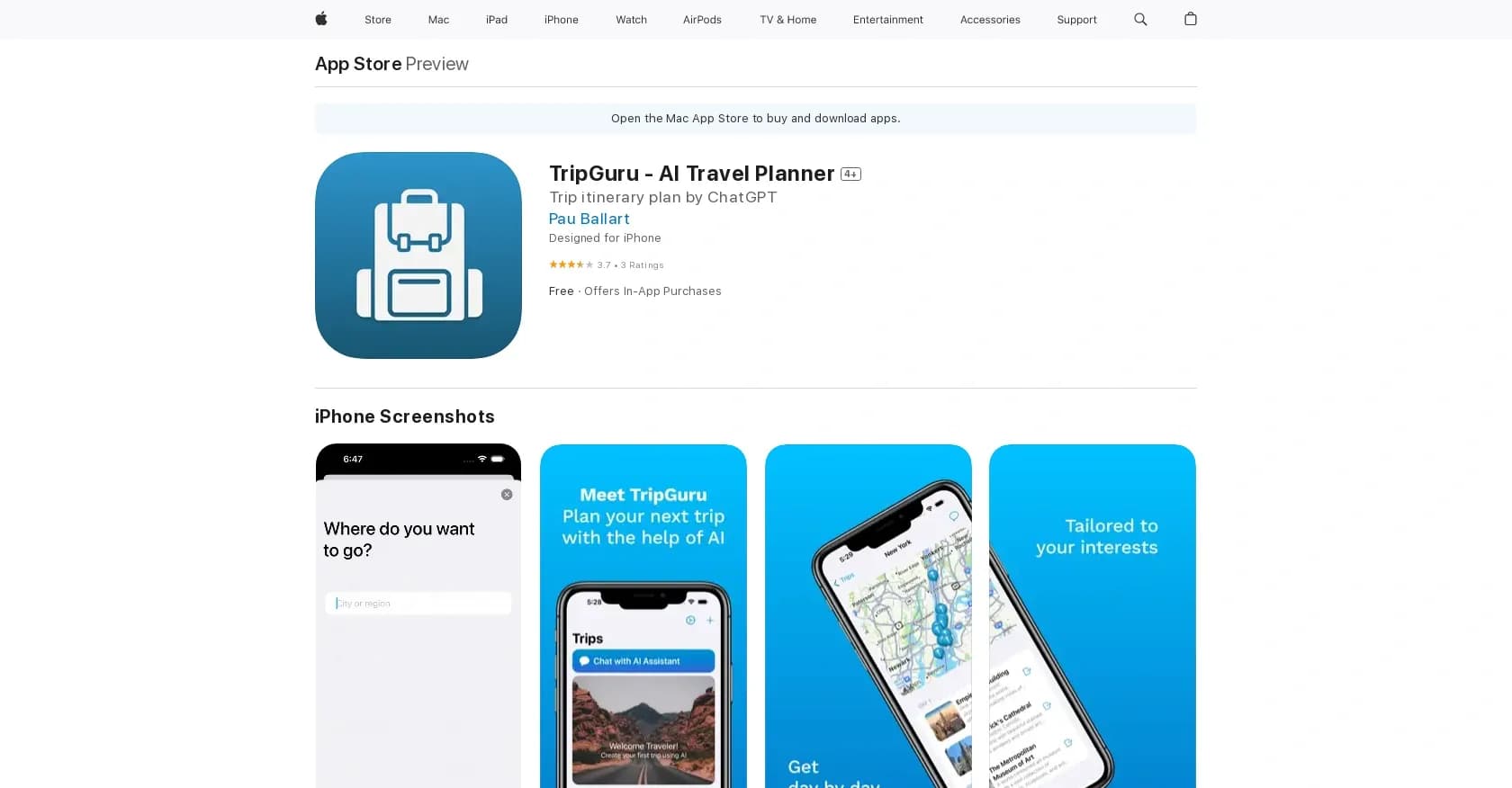 TripGuru homepage screenshot — Personalized travel planning & recommendations