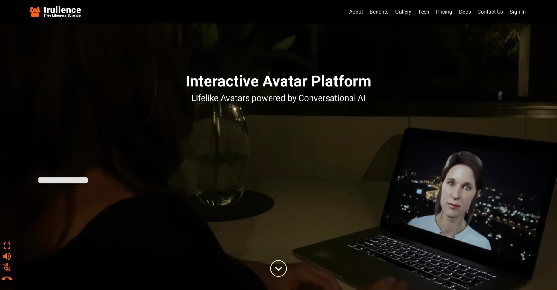 Trulience homepage screenshot — Bring AI to life with lifelike interactive avatars