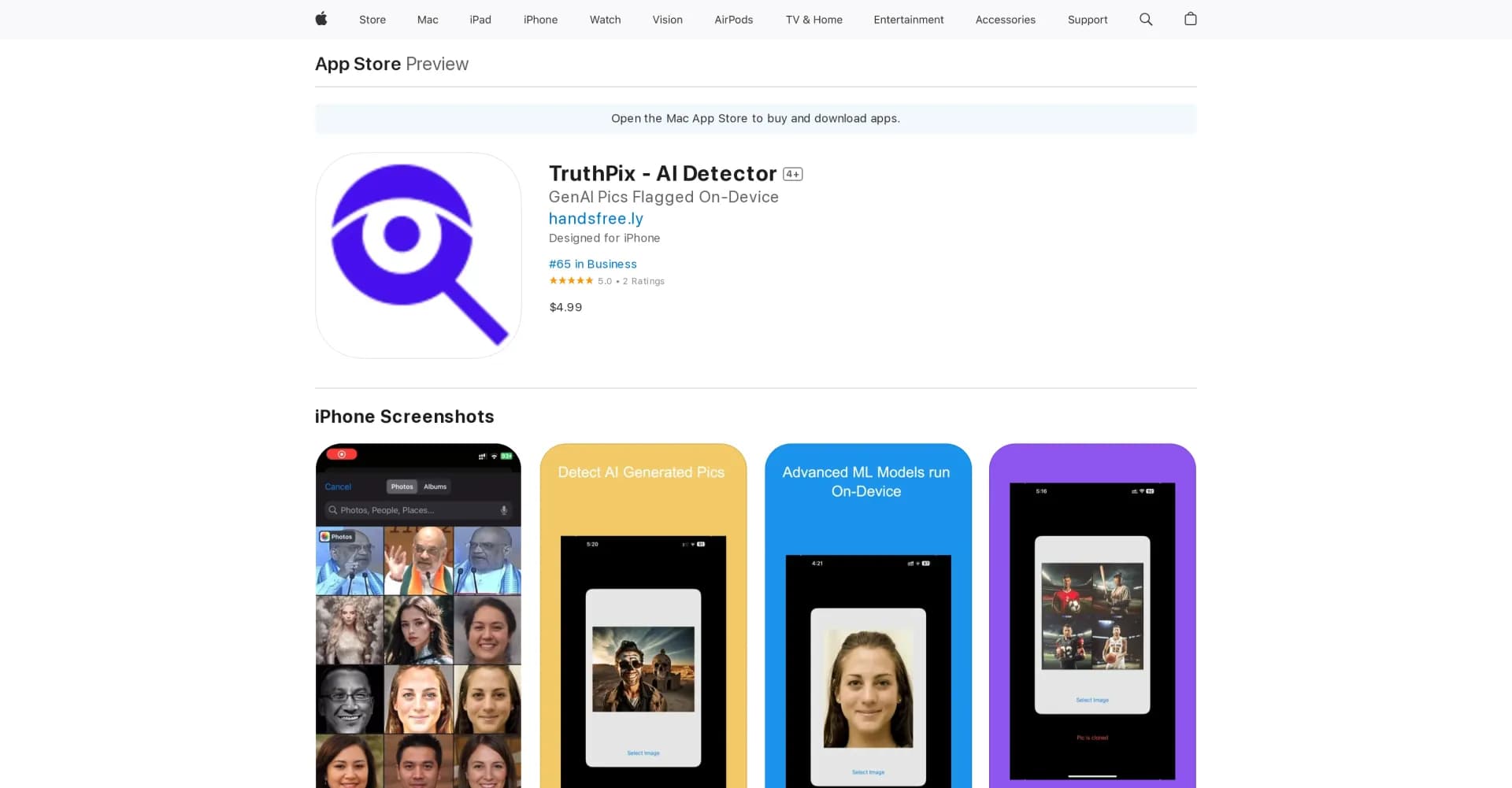 TruthPix homepage screenshot — Spot AI-generated images to combat misinformation.