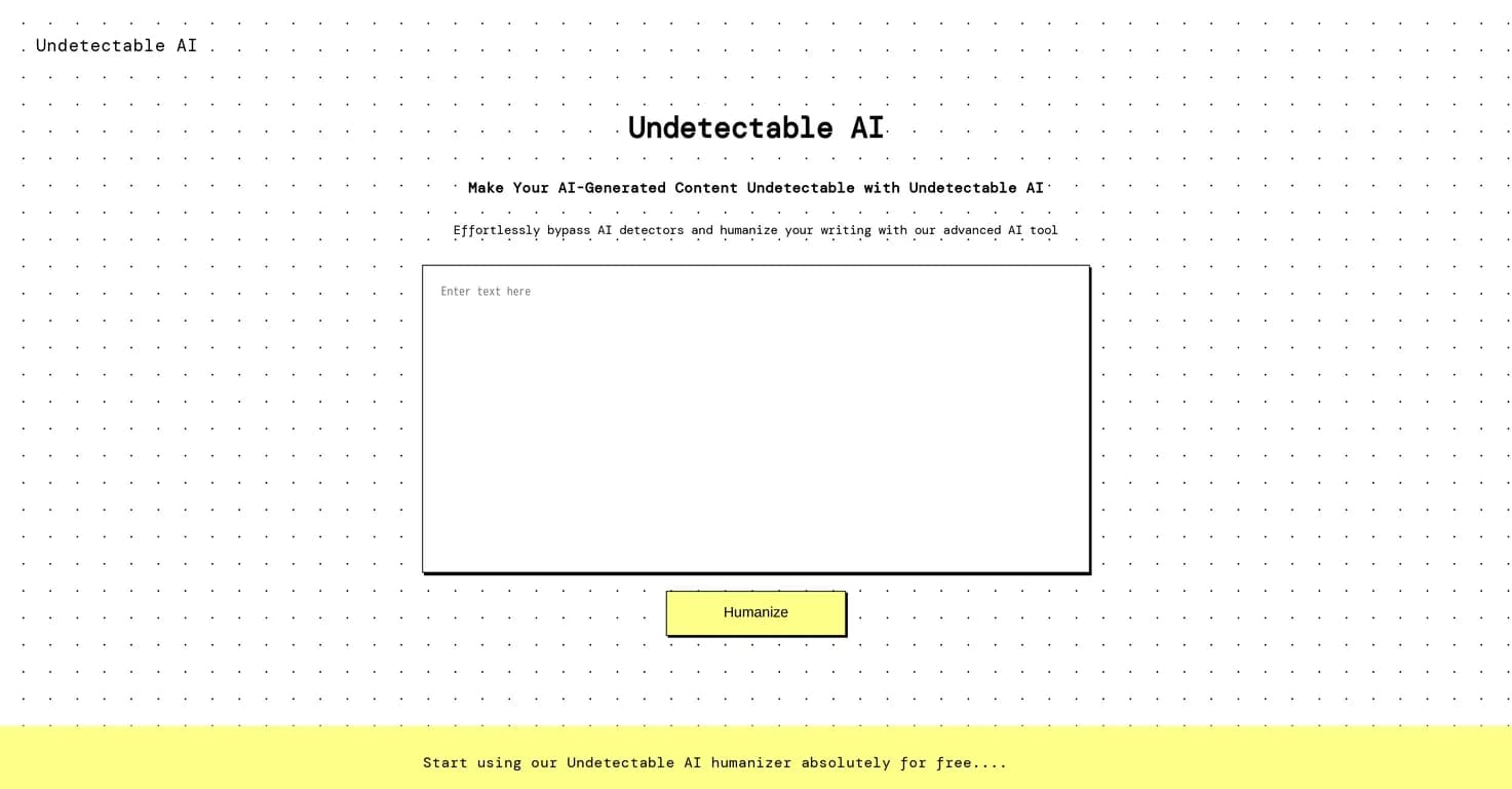 Undetectable AI Pro homepage screenshot — Make AI content undetectable and human-like.