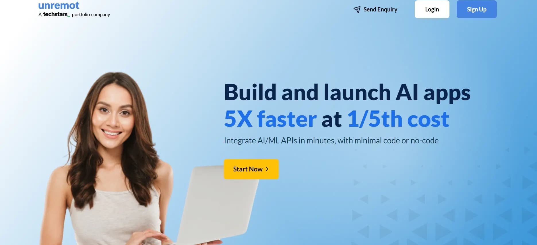 Unremot homepage screenshot — Build AI apps faster and cheaper