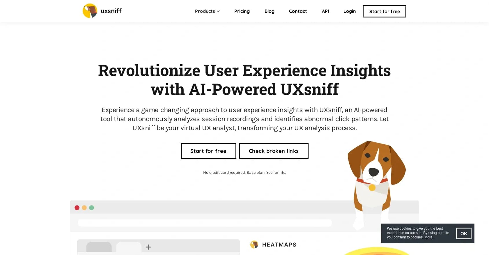 UXSniff homepage screenshot — Find Your Website's Hidden Gems with AI-Powered UXsniff