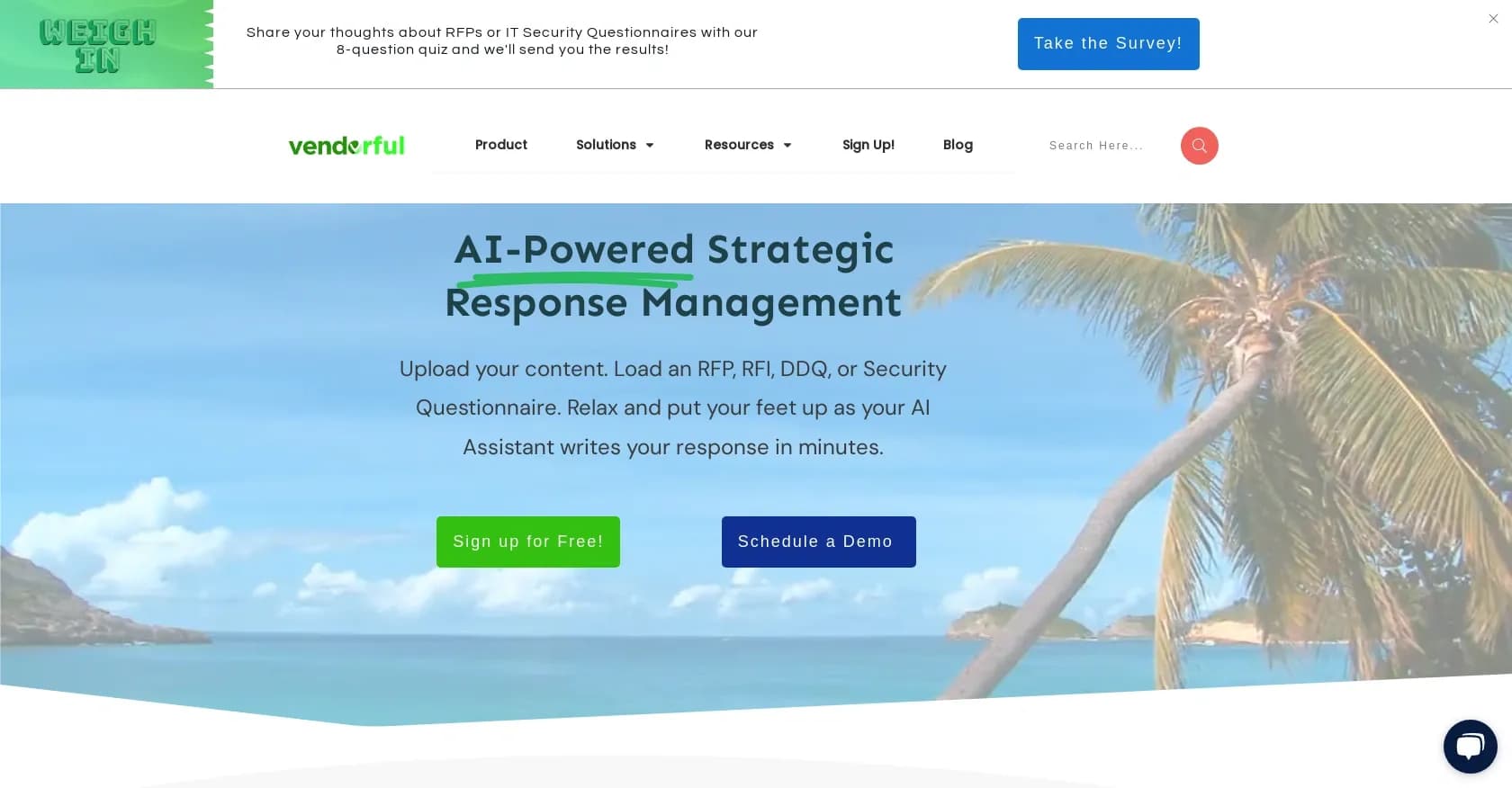 Vendorful homepage screenshot — Fast-track your responses with AI-powered automation.