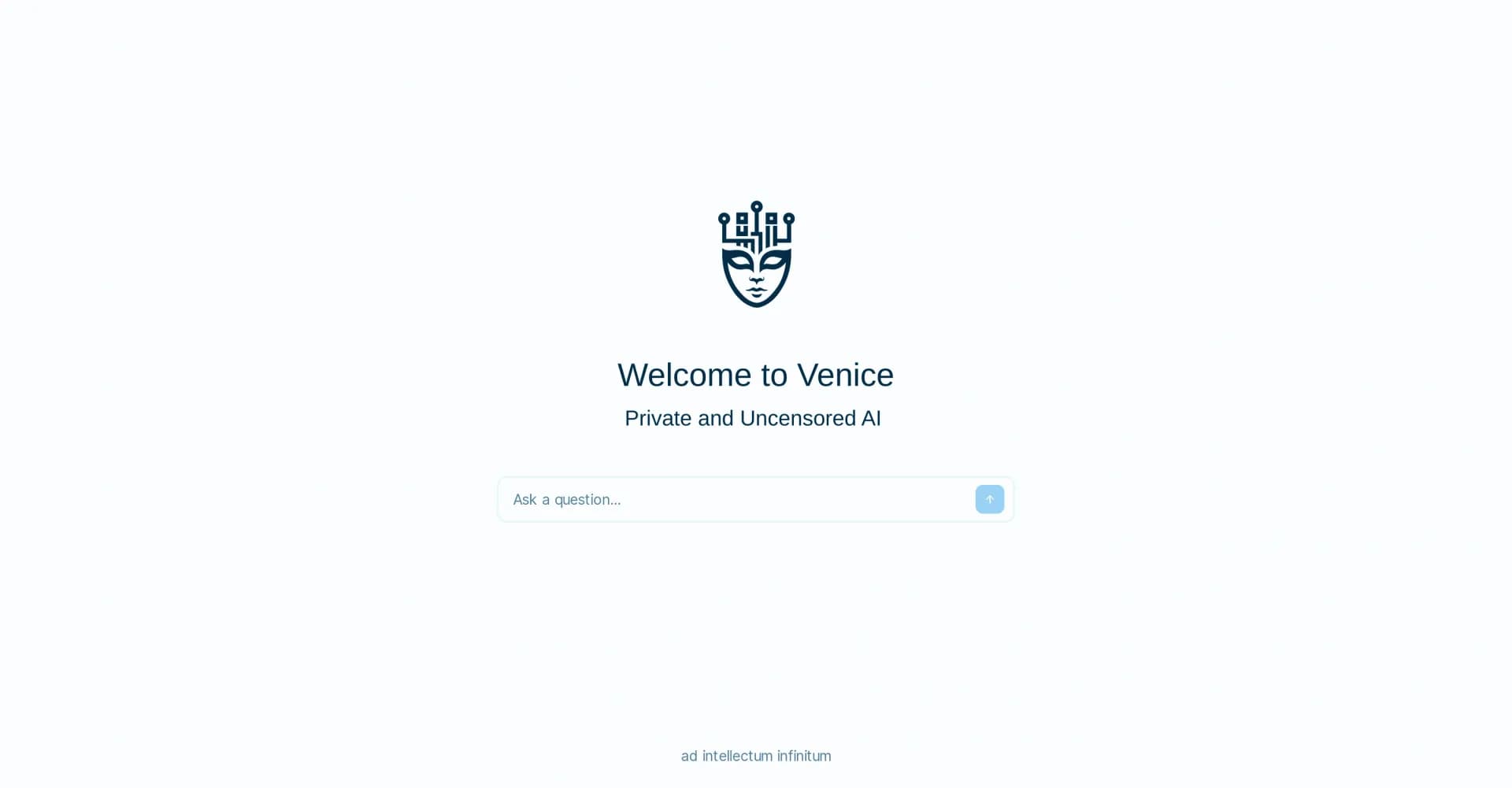 Venice homepage screenshot — Private, uncensored AI conversations and image generation.