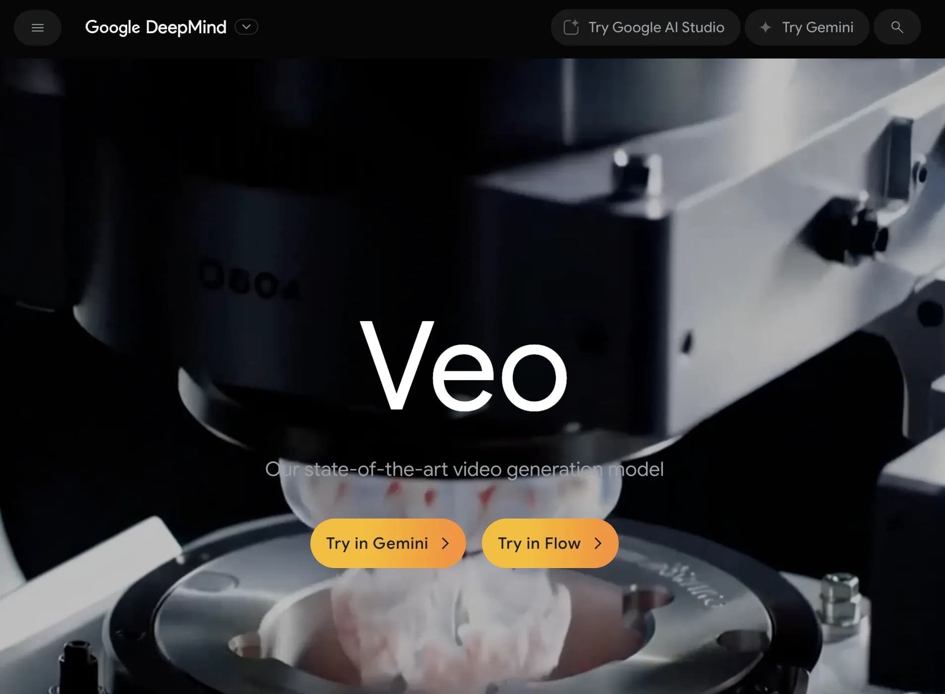 Veov3 homepage screenshot — Generate high-quality, cinematic videos with AI.