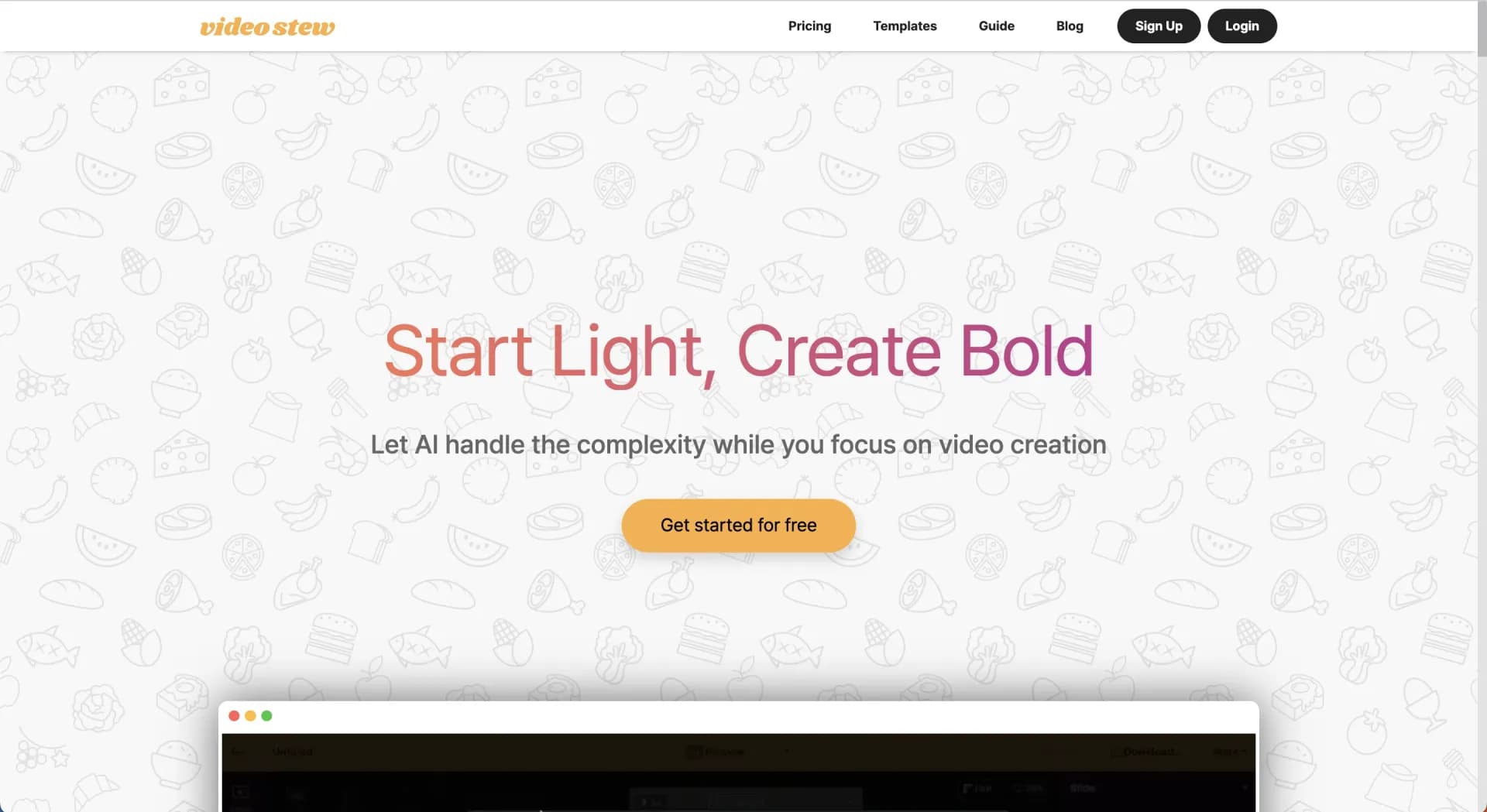 VideoStewv1.1.0 homepage screenshot — Messages just in motion